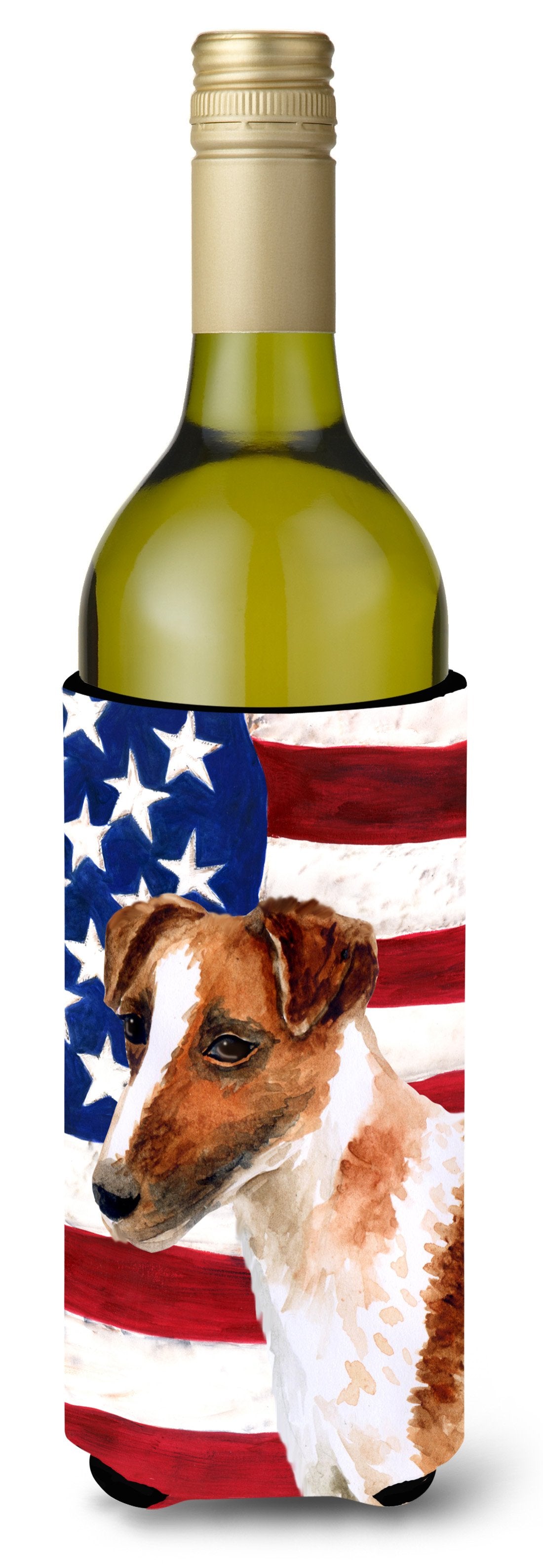 Smooth Fox Terrier Patriotic Wine Bottle Beverge Insulator Hugger BB9647LITERK by Caroline's Treasures