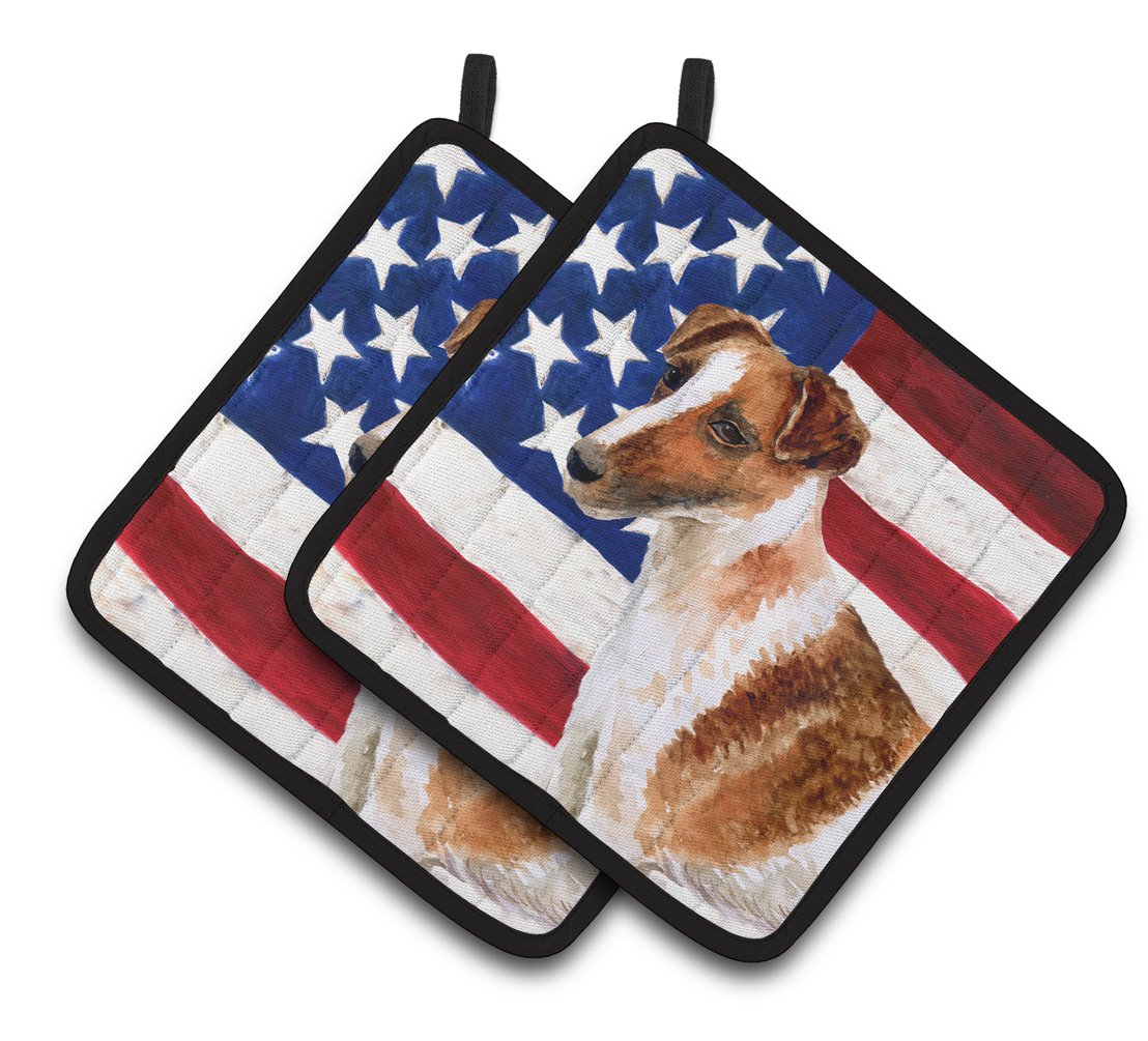 Smooth Fox Terrier Patriotic Pair of Pot Holders BB9647PTHD by Caroline's Treasures
