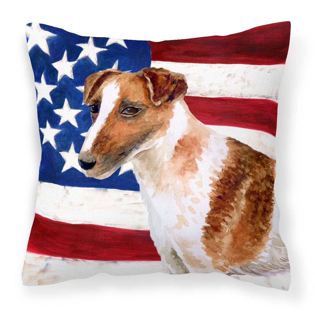 Smooth Fox Terrier Patriotic Fabric Decorative Pillow BB9647PW1818 by Caroline's Treasures