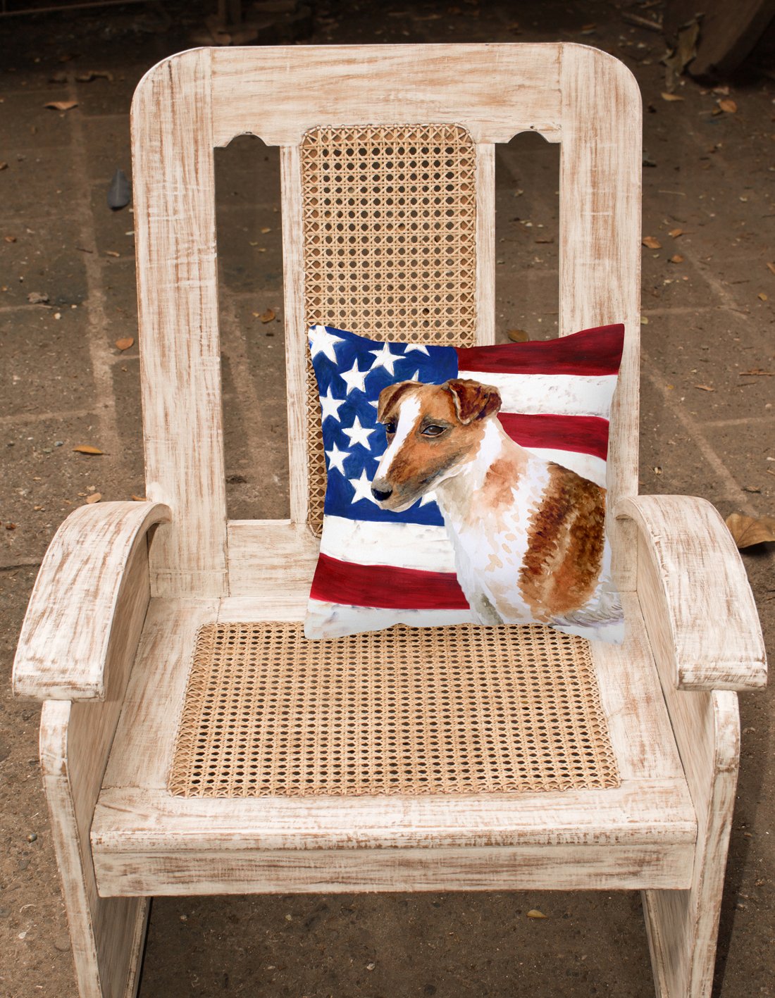 Smooth Fox Terrier Patriotic Fabric Decorative Pillow BB9647PW1818 by Caroline's Treasures