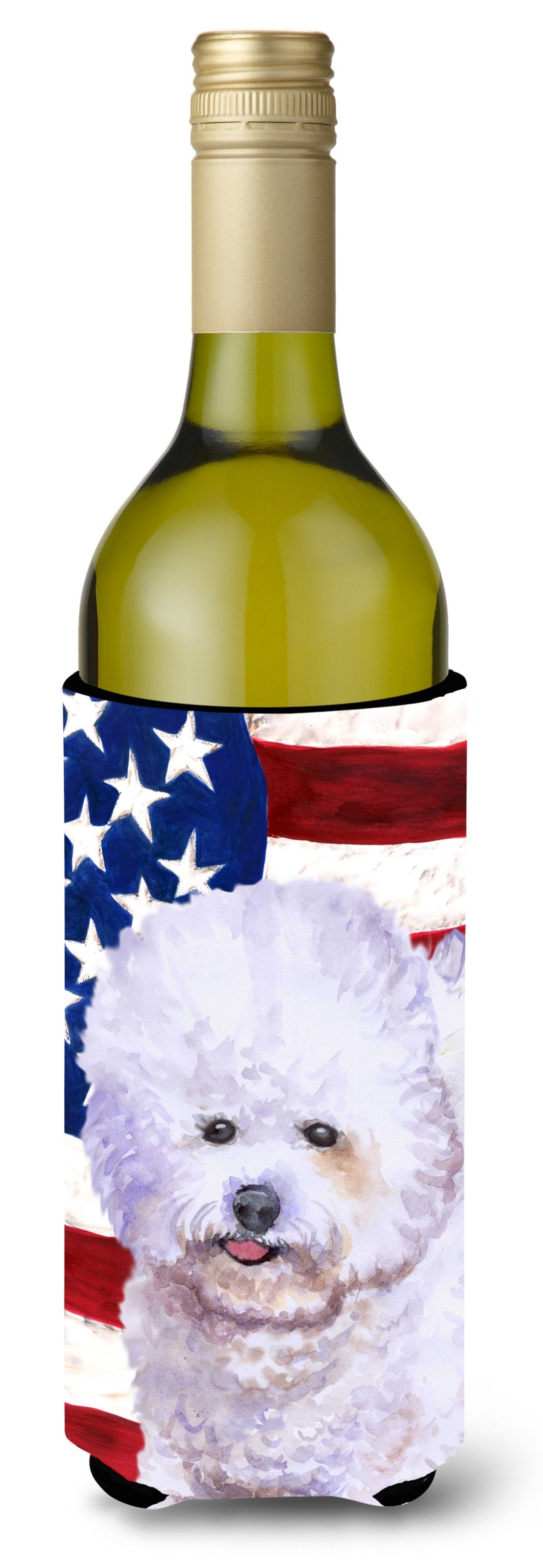 Bichon Frise Patriotic Wine Bottle Beverge Insulator Hugger BB9648LITERK by Caroline's Treasures