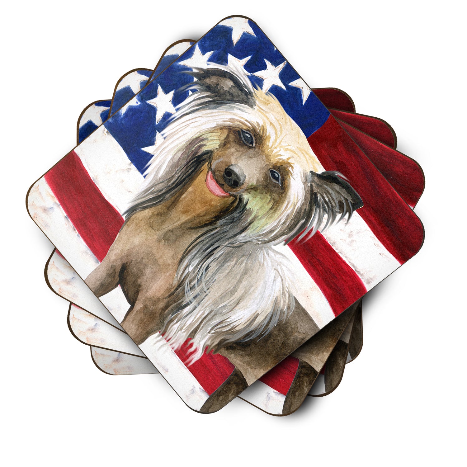 Chinese Crested Patriotic Foam Coaster Set of 4 BB9659FC - the-store.com