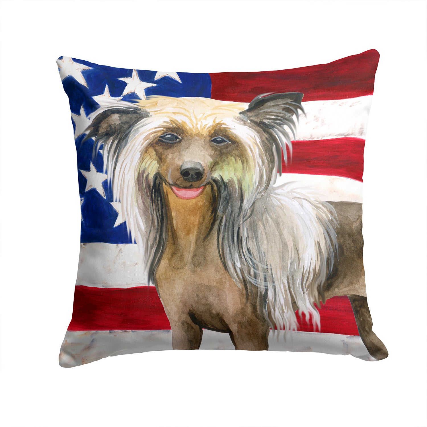 Chinese Crested Patriotic Fabric Decorative Pillow BB9659PW1414 - the-store.com
