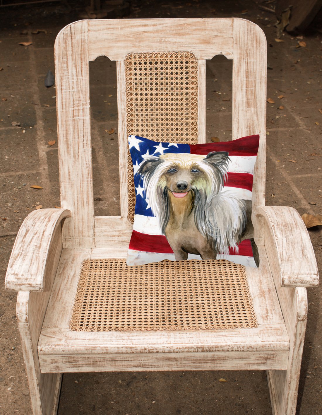 Chinese Crested Patriotic Fabric Decorative Pillow BB9659PW1818 by Caroline's Treasures