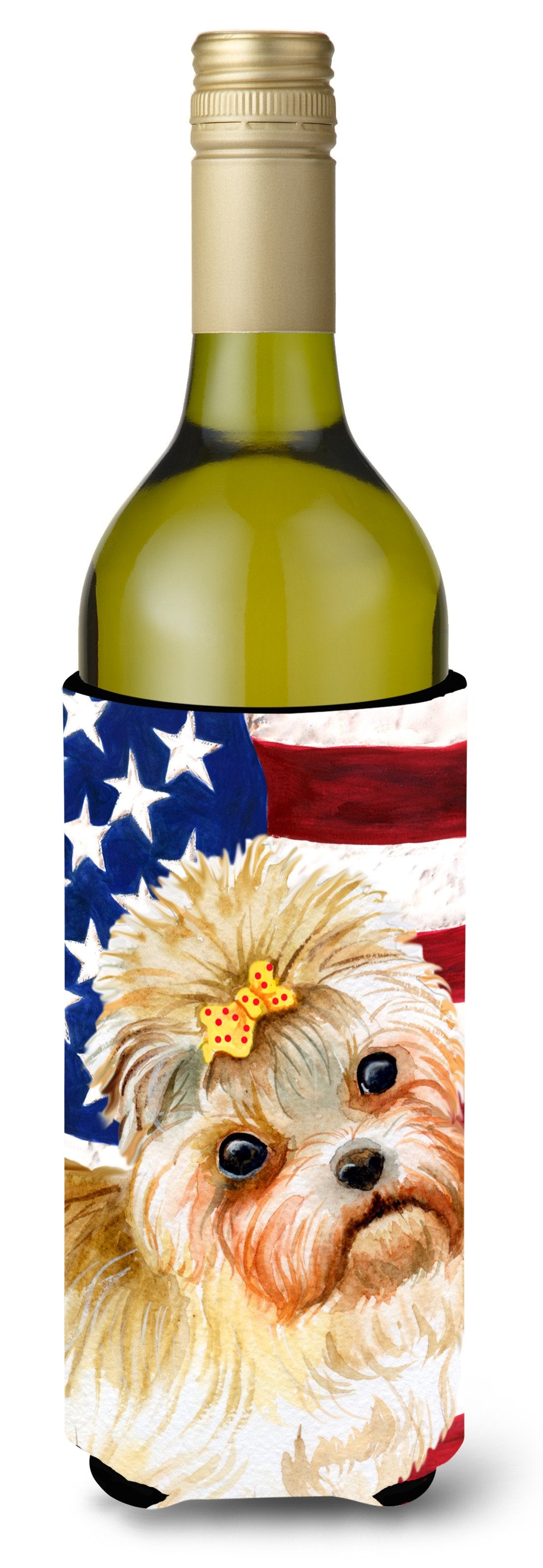 Morkie Patriotic Wine Bottle Beverge Insulator Hugger BB9668LITERK by Caroline's Treasures