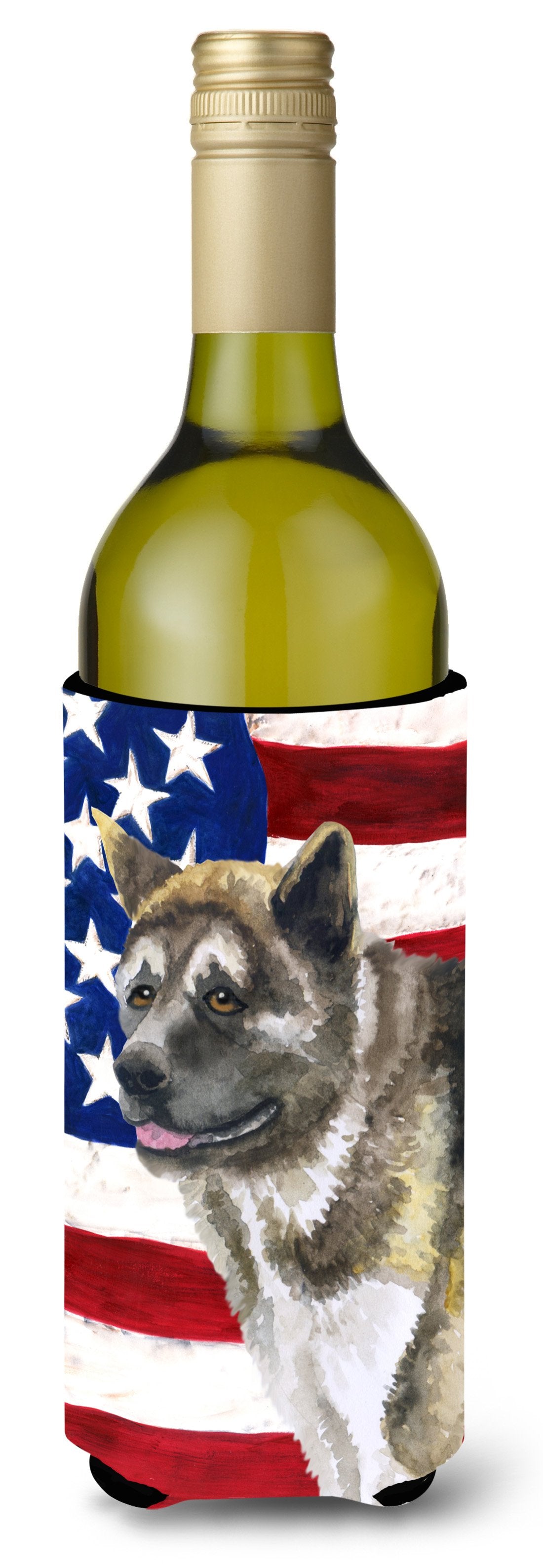American Akita Patriotic Wine Bottle Beverge Insulator Hugger BB9669LITERK by Caroline's Treasures