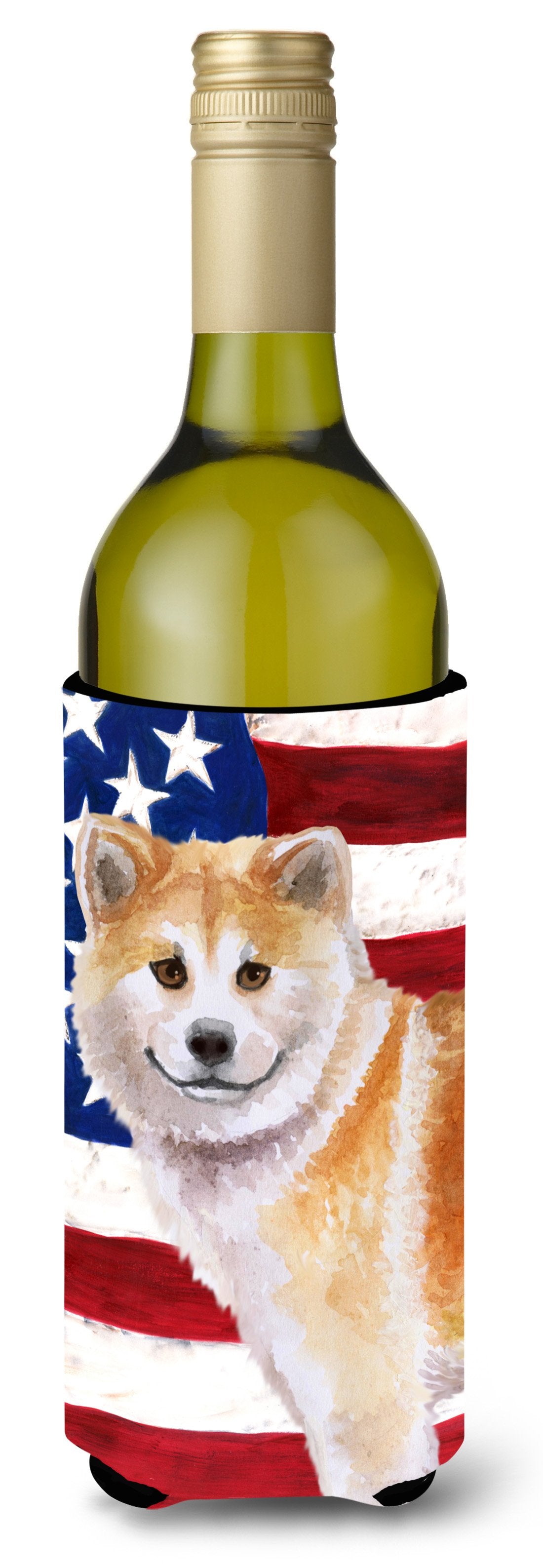 Shiba Inu Patriotic Wine Bottle Beverge Insulator Hugger BB9678LITERK by Caroline's Treasures