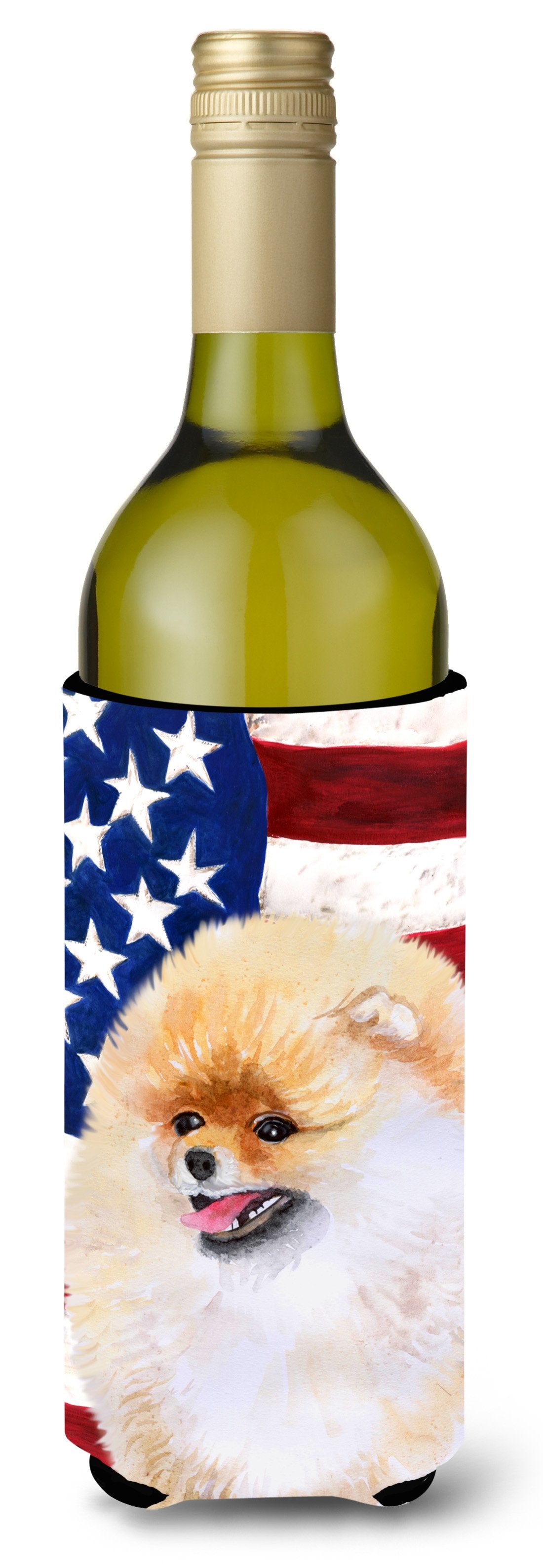 Pomeranian Patriotic Wine Bottle Beverge Insulator Hugger BB9682LITERK by Caroline's Treasures