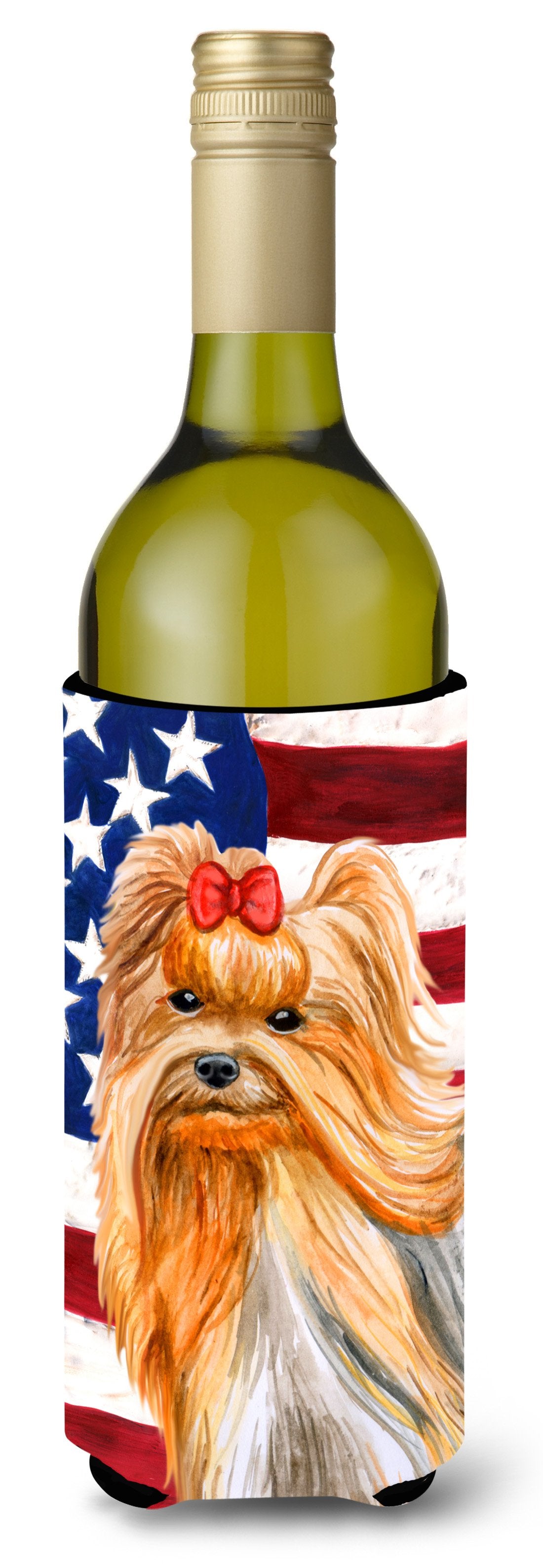 Yorkshire Terrier Patriotic Wine Bottle Beverge Insulator Hugger BB9685LITERK by Caroline's Treasures