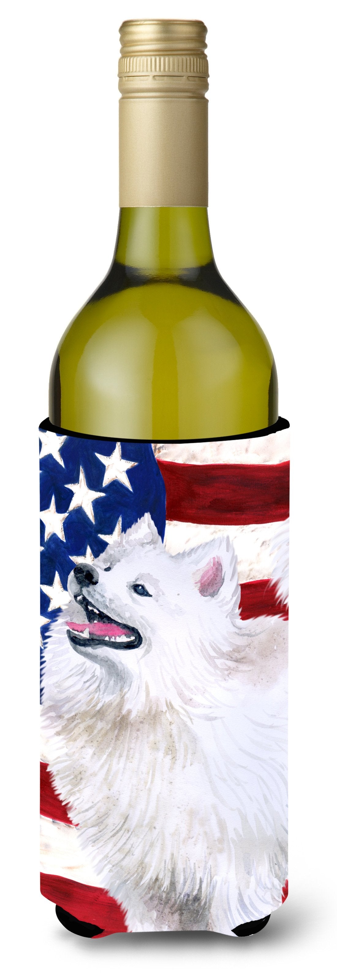 Samoyed Patriotic Wine Bottle Beverge Insulator Hugger BB9691LITERK by Caroline's Treasures