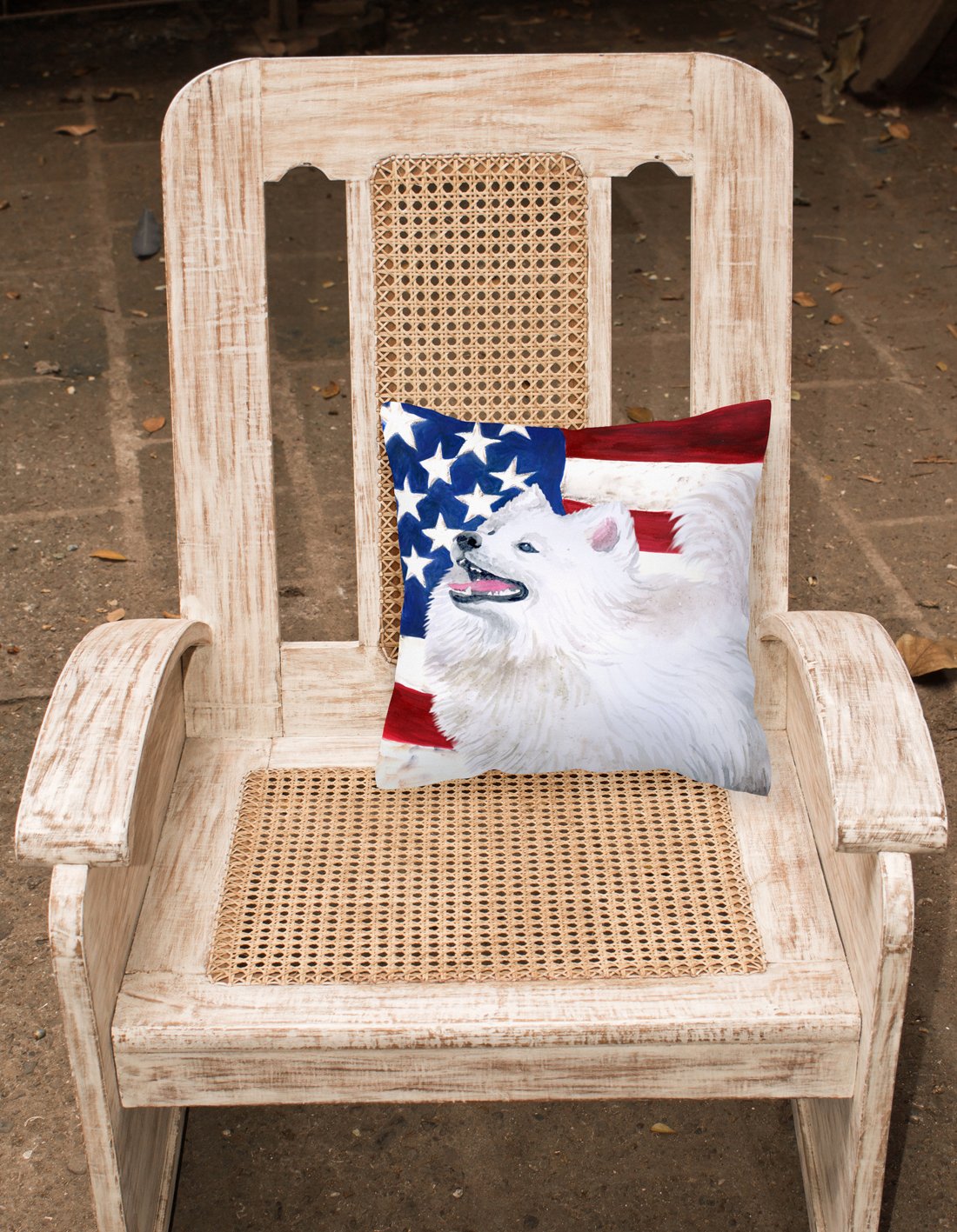 Samoyed Patriotic Fabric Decorative Pillow BB9691PW1818 by Caroline's Treasures