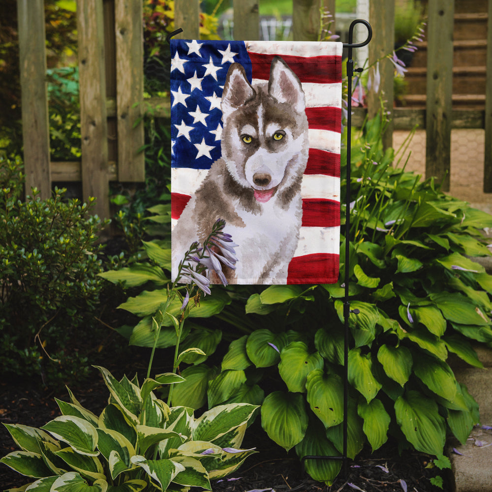 Siberian Husky Grey Patriotic Flag Garden Size BB9696GF