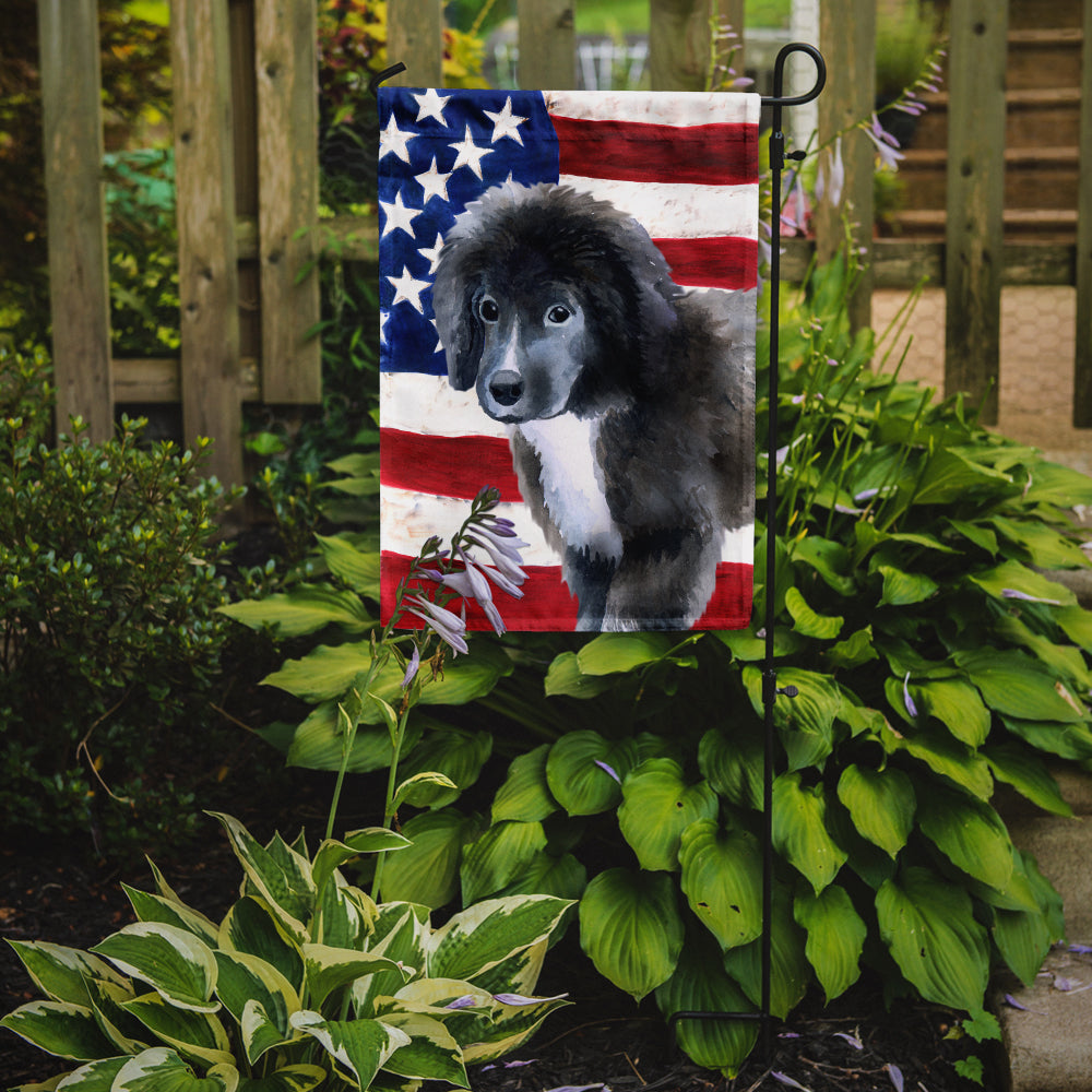 Newfoundland Puppy Patriotic Flag Garden Size BB9699GF