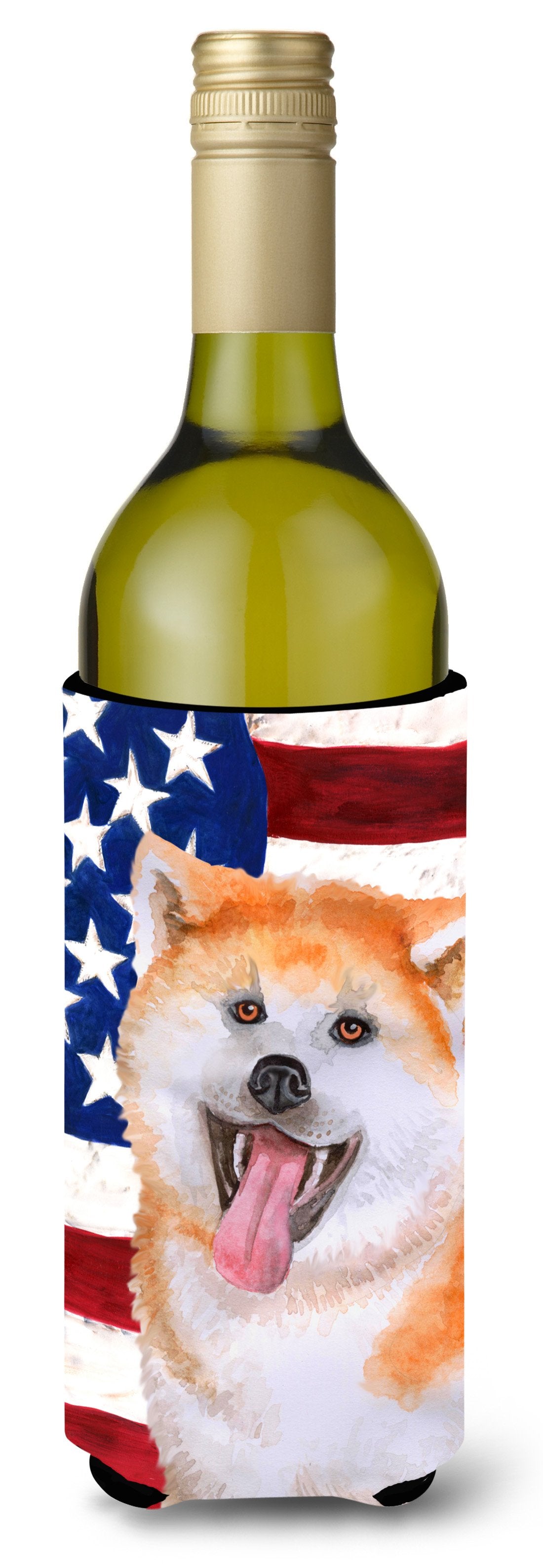 Akita Patriotic Wine Bottle Beverge Insulator Hugger BB9703LITERK by Caroline's Treasures