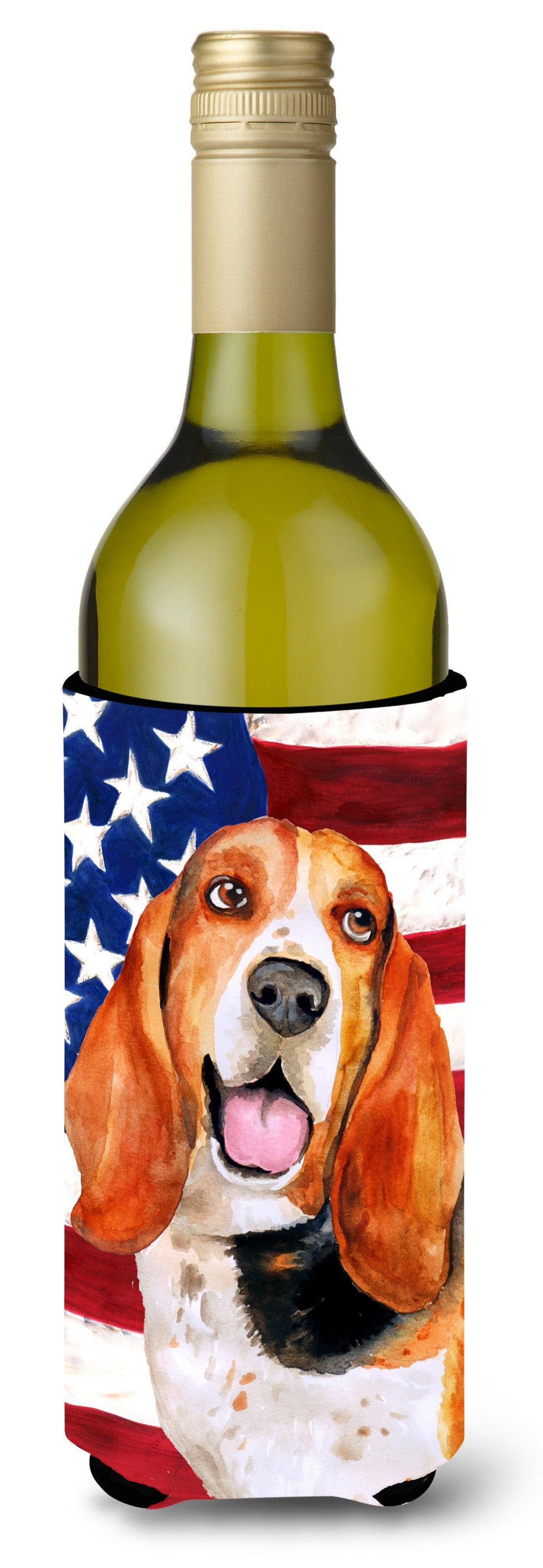 Basset Hound Patriotic Wine Bottle Beverge Insulator Hugger BB9704LITERK by Caroline's Treasures