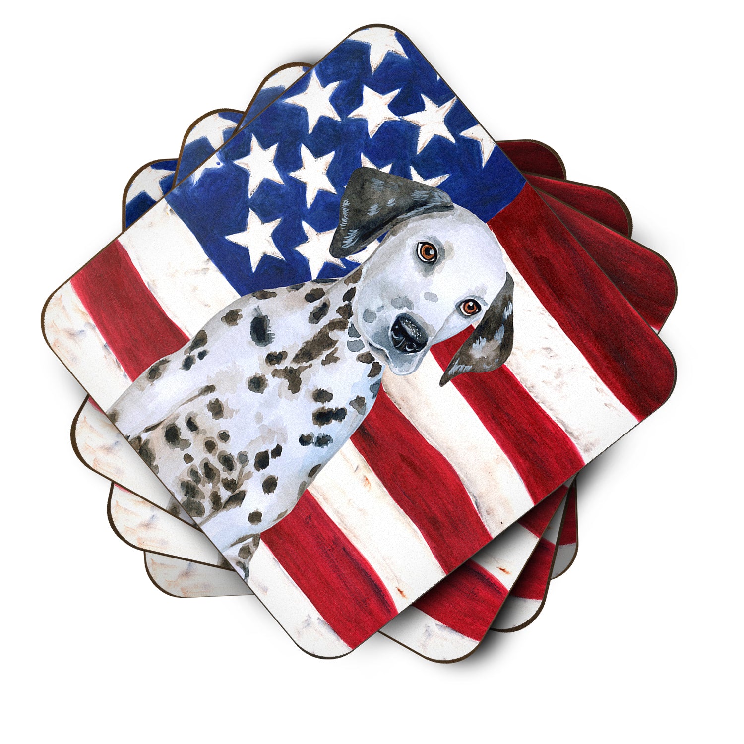 Dalmatian Puppy Patriotic Foam Coaster Set of 4 BB9708FC - the-store.com