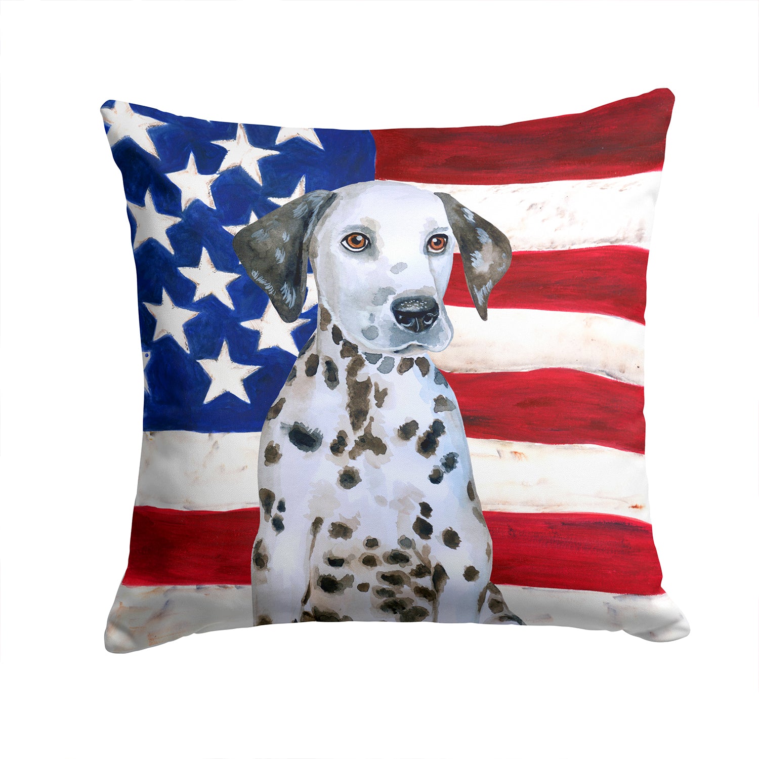 Dalmatian Puppy Patriotic Fabric Decorative Pillow BB9708PW1414 - the-store.com
