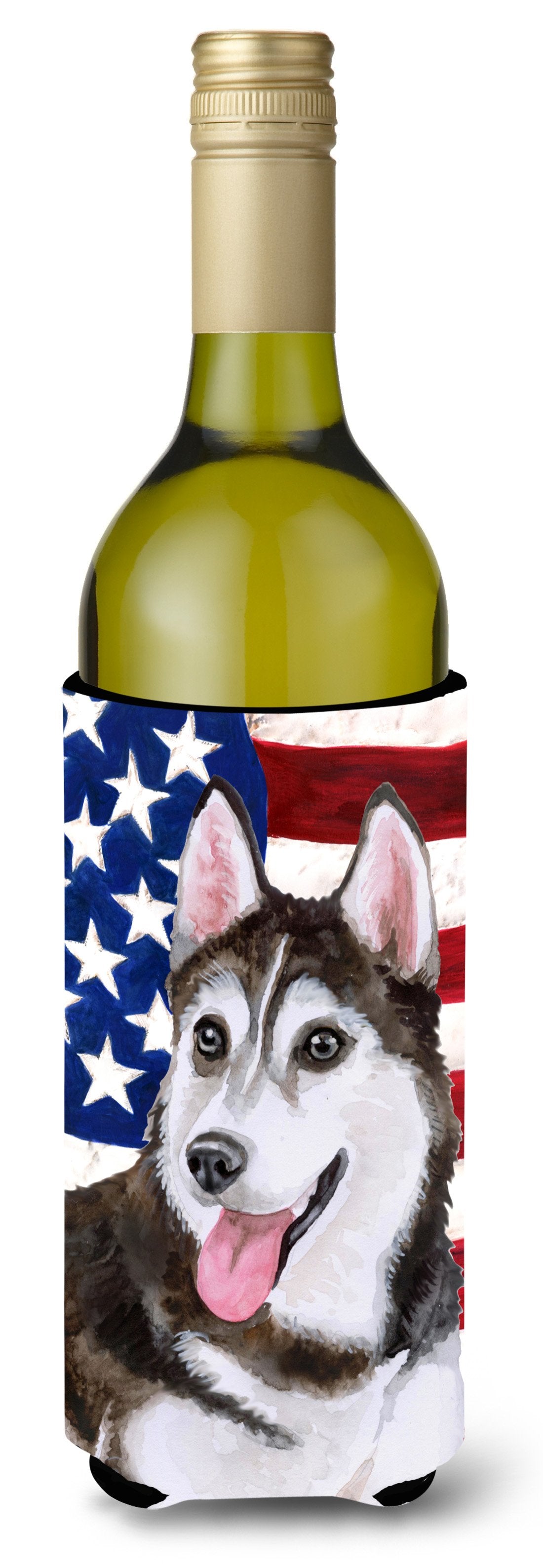 Siberian Husky #2 Patriotic Wine Bottle Beverge Insulator Hugger BB9712LITERK by Caroline's Treasures