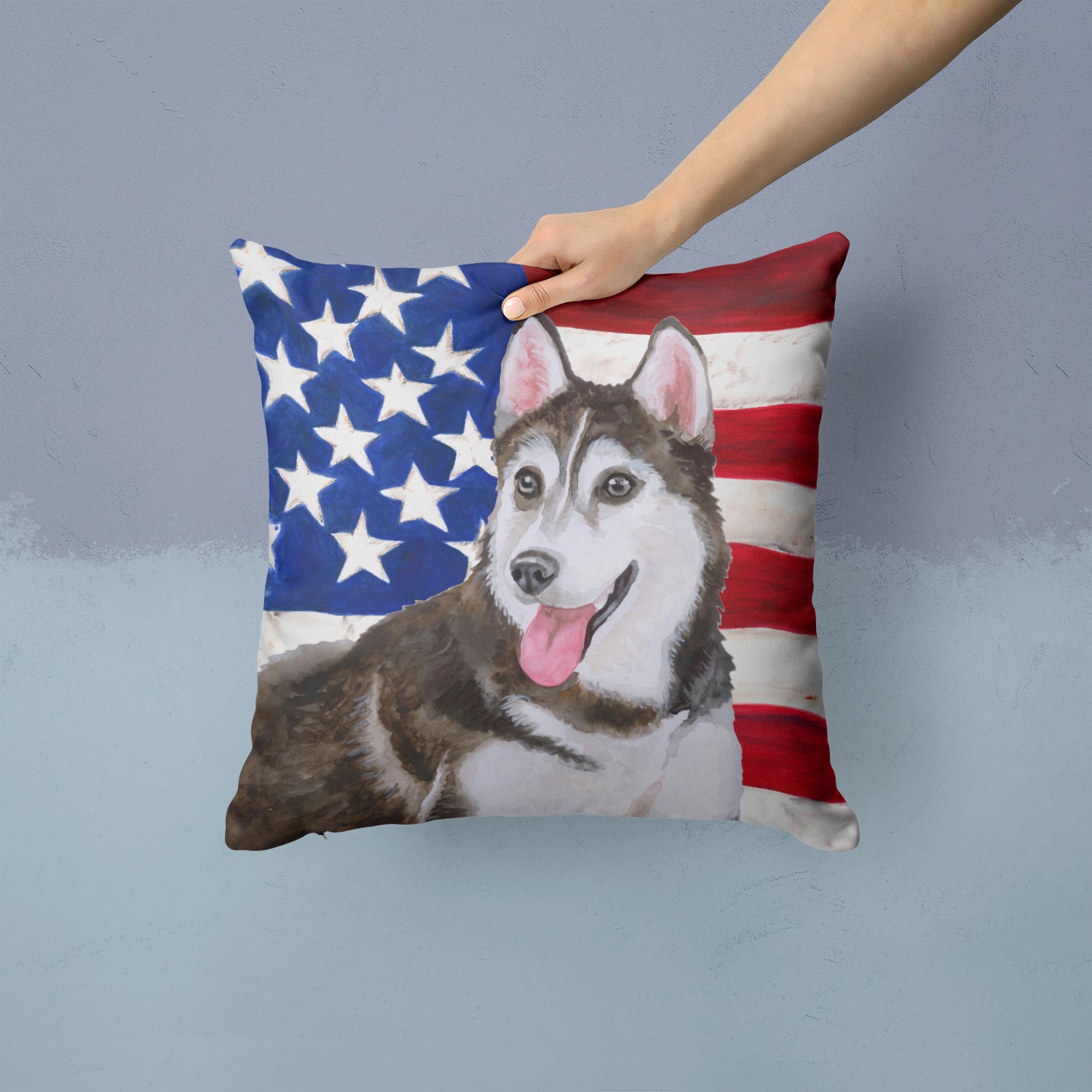Siberian Husky #2 Patriotic Fabric Decorative Pillow BB9712PW1414 - the-store.com