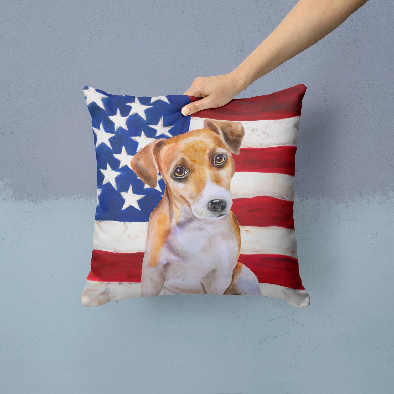 Jack Russell Terrier #2 Patriotic Fabric Decorative Pillow - the-store.com