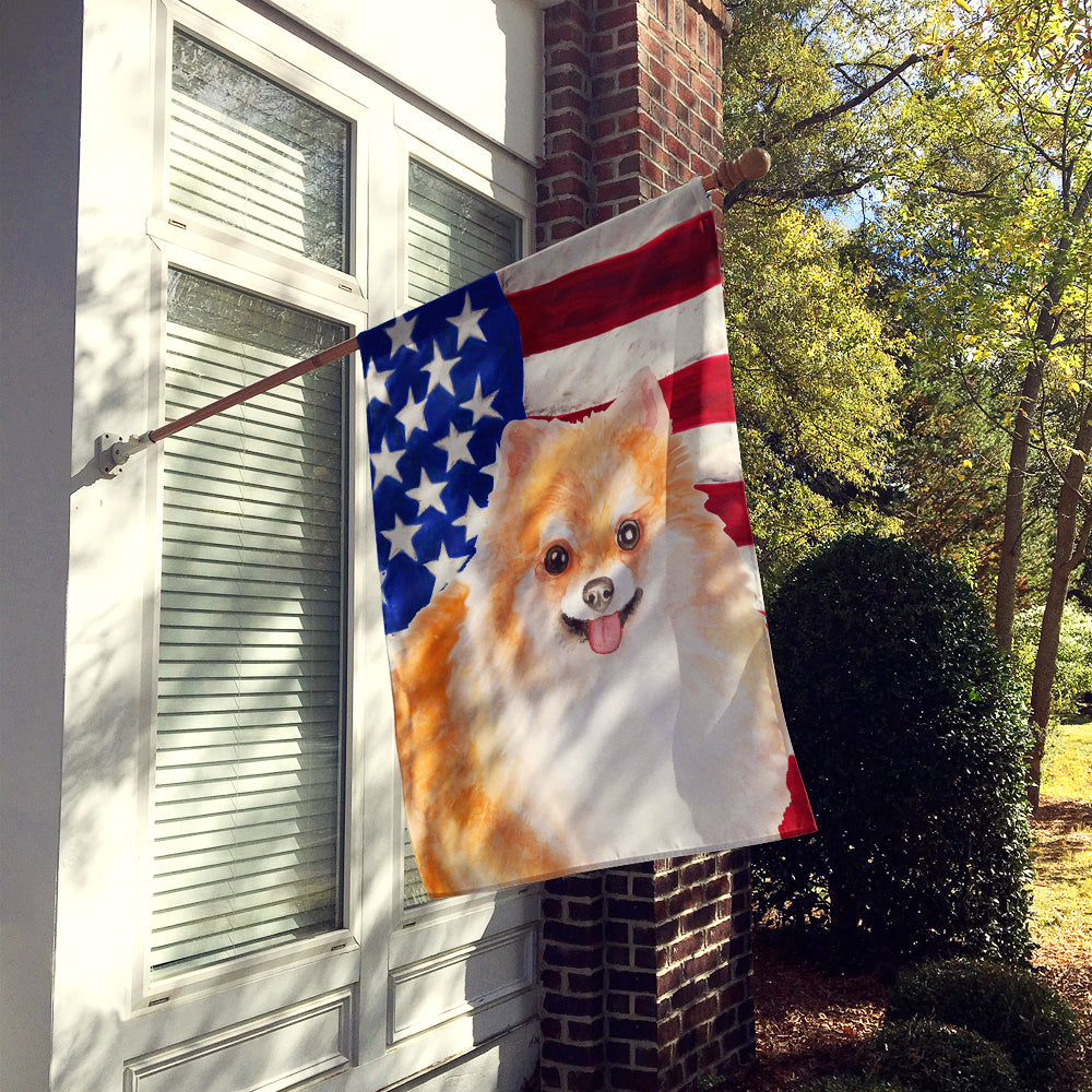 Pomeranian #2 Patriotic Flag Canvas House Size BB9716CHF