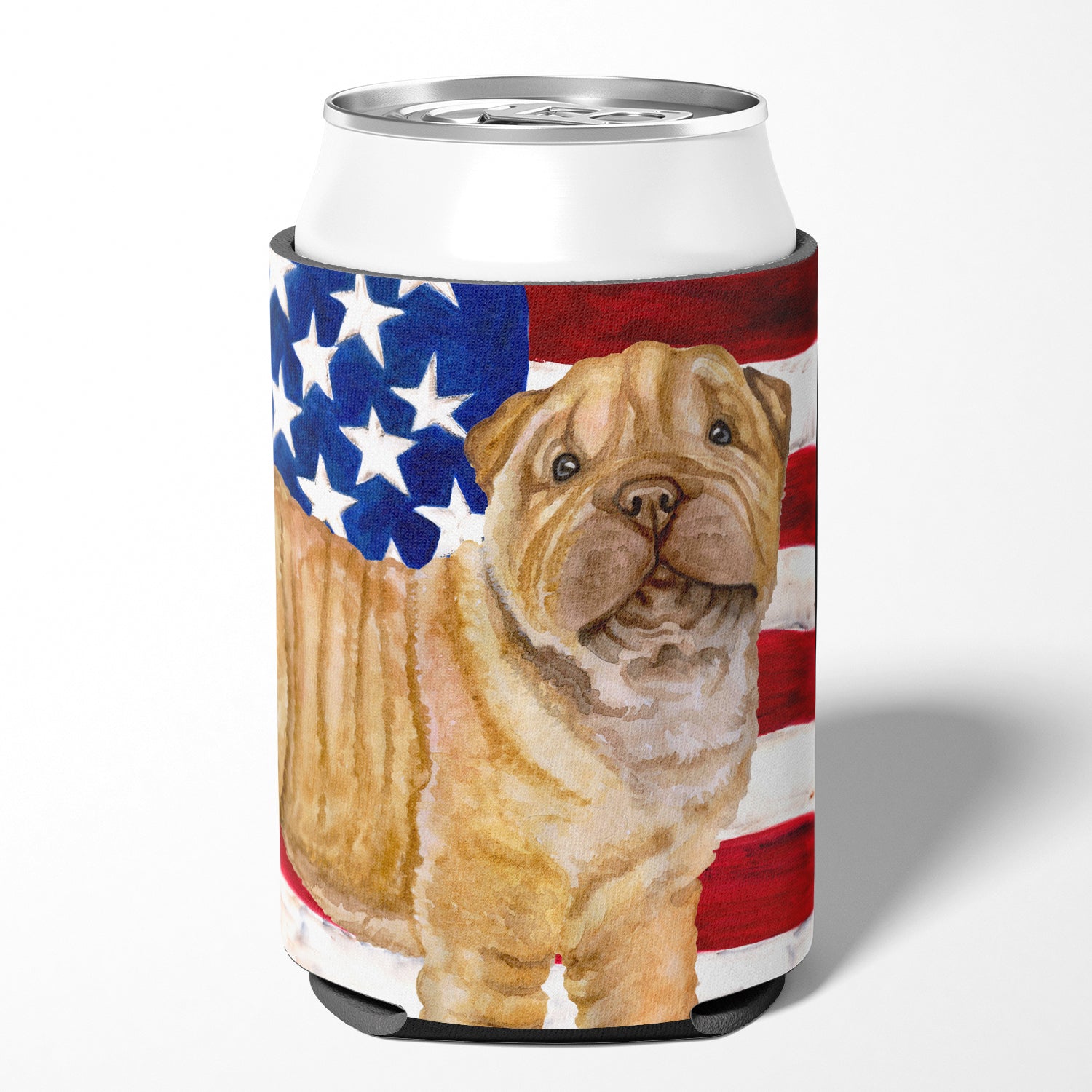 Shar Pei Puppy Patriotic Can or Bottle Hugger BB9719CC