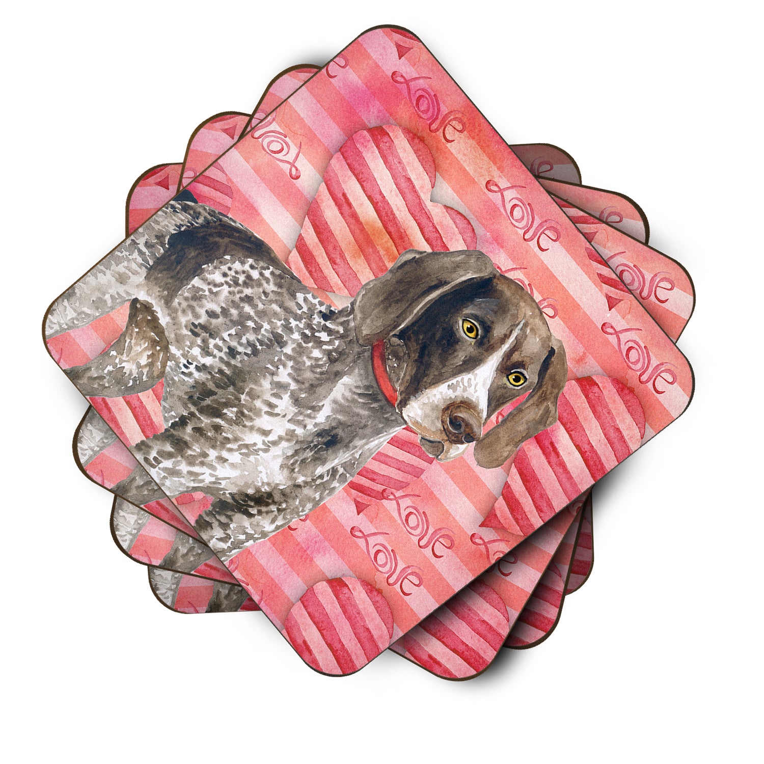 German Shorthaired Pointer Love Foam Coaster Set of 4 BB9728FC - the-store.com