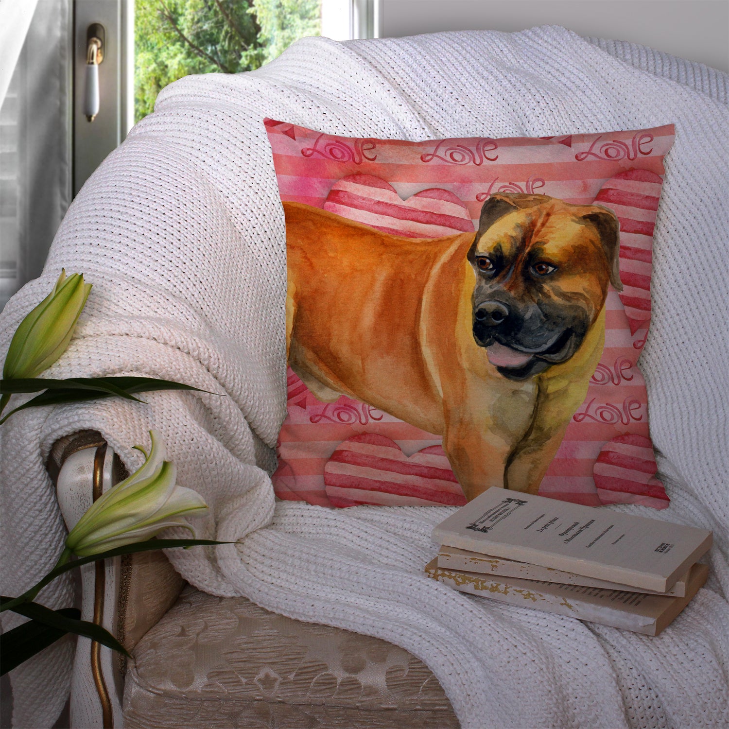 Boerboel Mastiff Love Fabric Decorative Pillow BB9733PW1414 - the-store.com