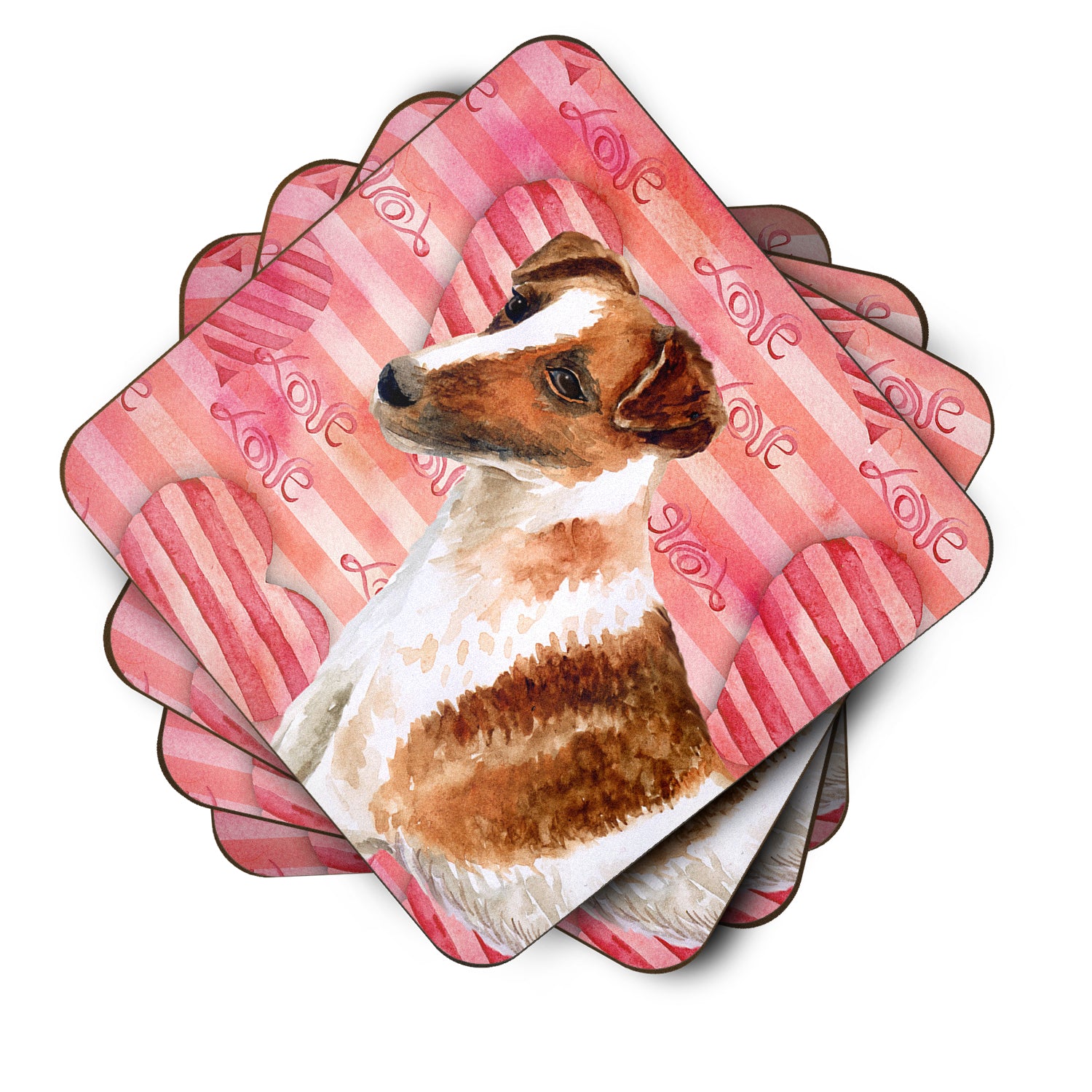 Smooth Fox Terrier Love Foam Coaster Set of 4 BB9734FC - the-store.com