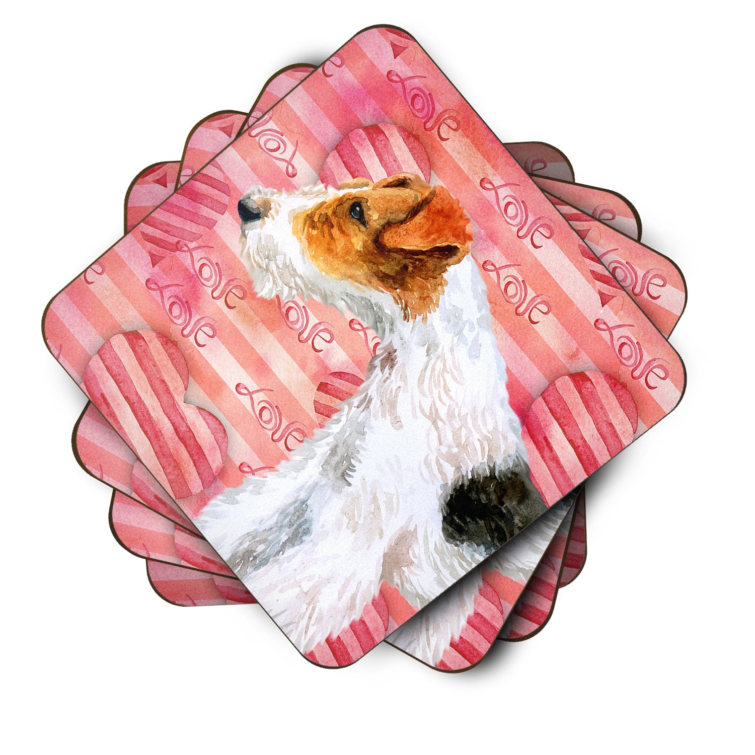 Fox Terrier Love Foam Coaster Set of 4 BB9737FC - the-store.com