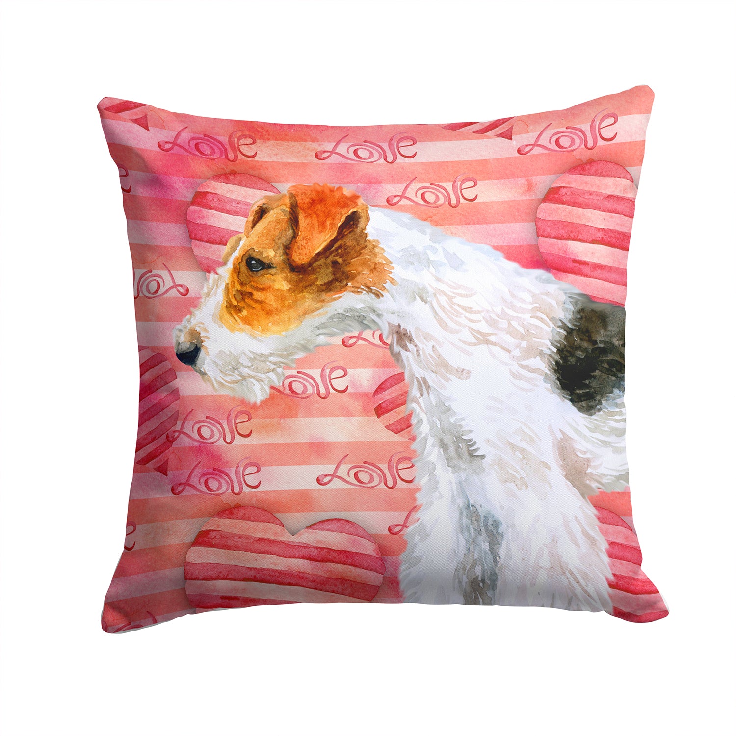 Fox Terrier Love Fabric Decorative Pillow BB9737PW1414 - the-store.com