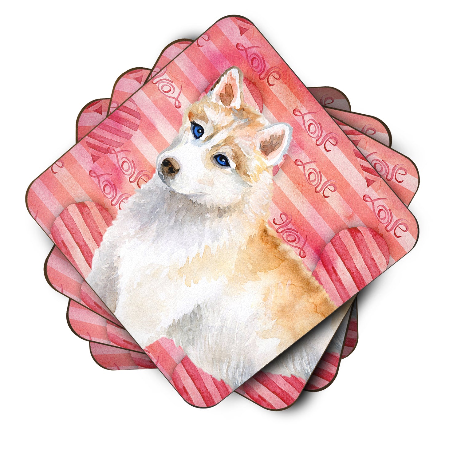 Siberian Husky Love Foam Coaster Set of 4 BB9742FC - the-store.com