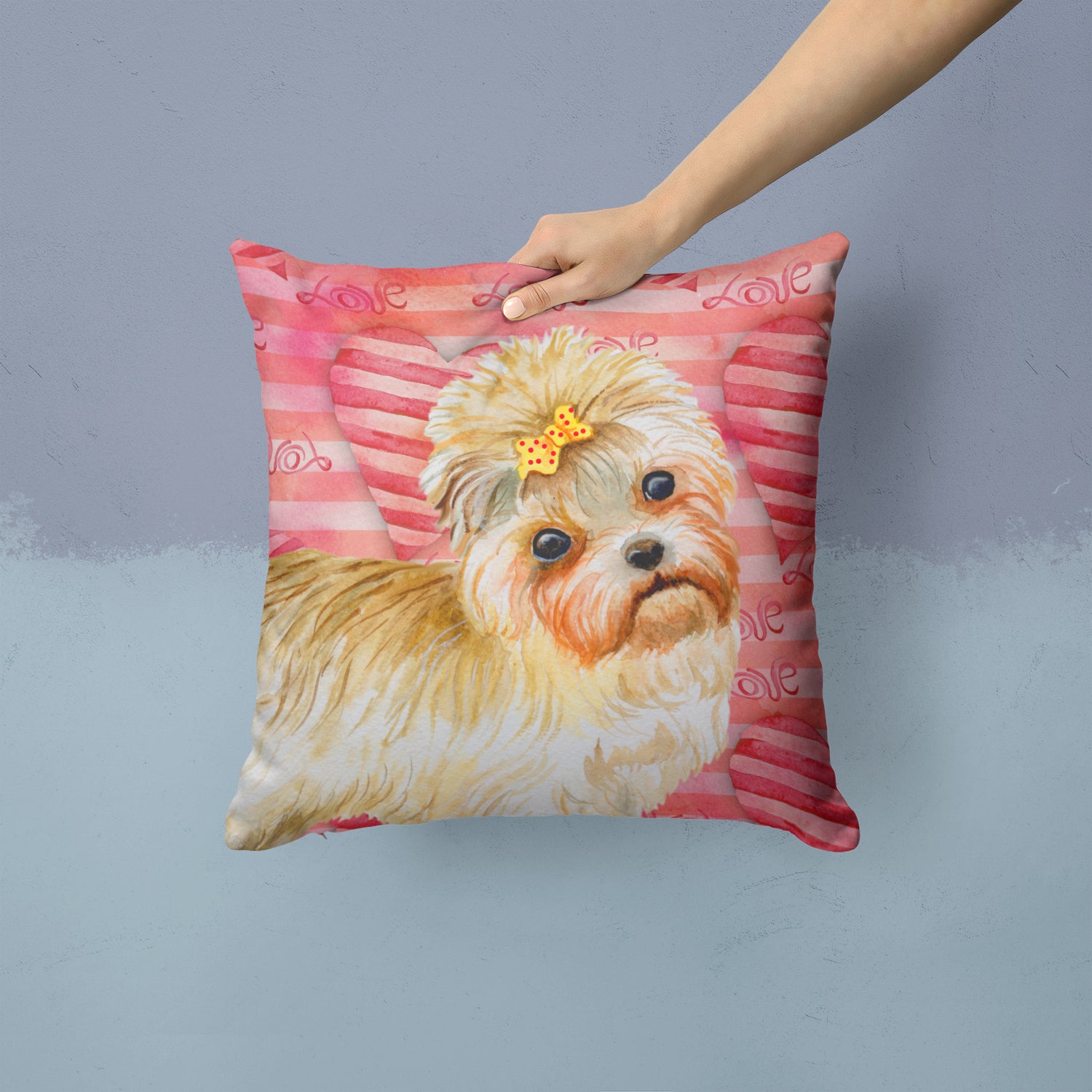 Morkie Love Fabric Decorative Pillow BB9755PW1414 - the-store.com