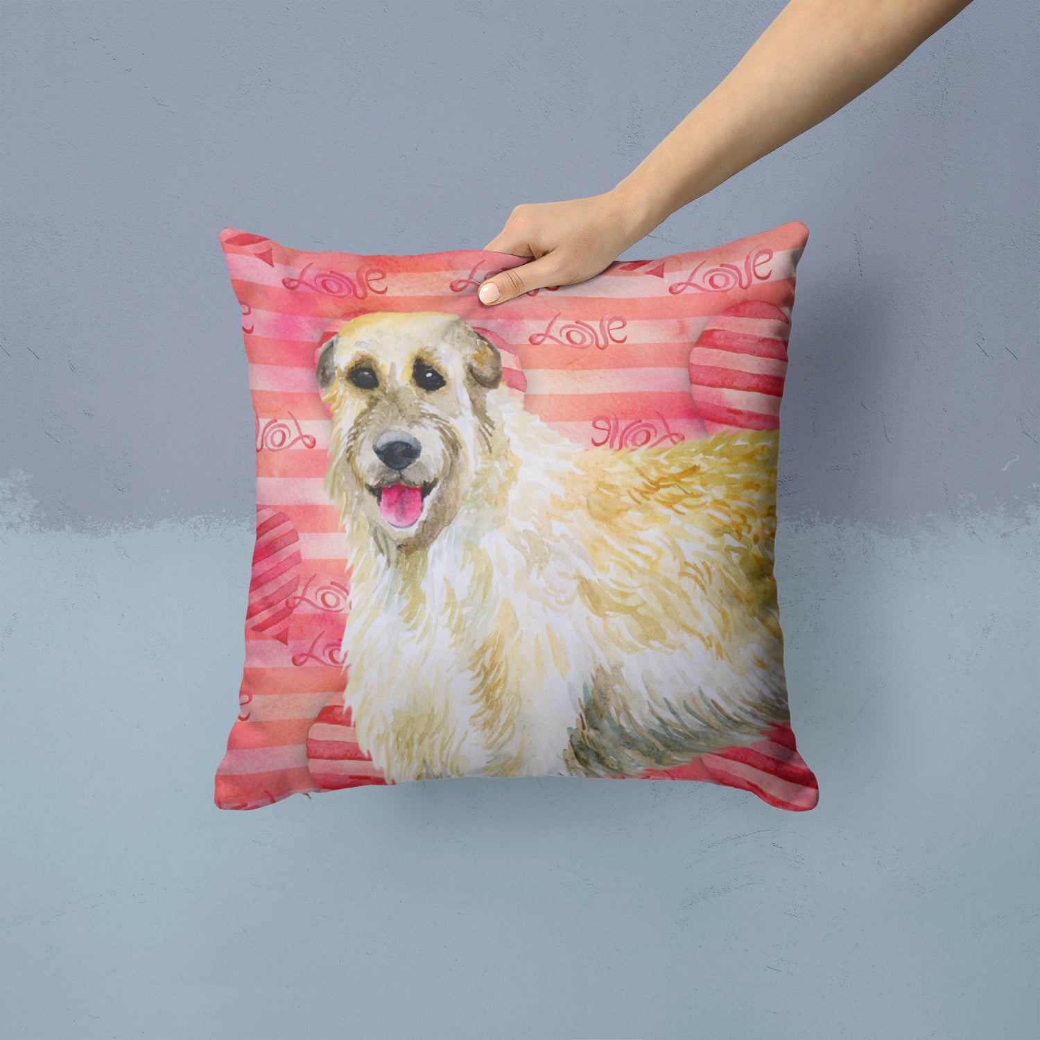 Irish Wolfhound Love Fabric Decorative Pillow BB9757PW1414 - the-store.com