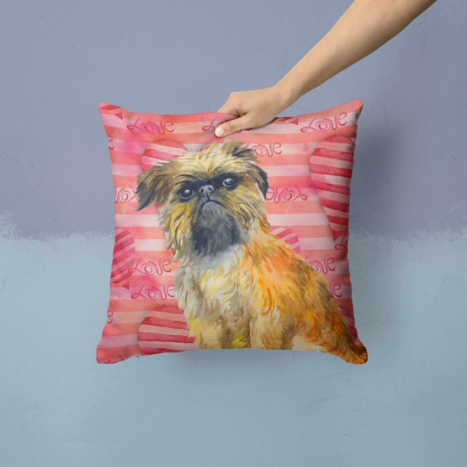 Brussels Griffon Love Fabric Decorative Pillow BB9774PW1414 - the-store.com