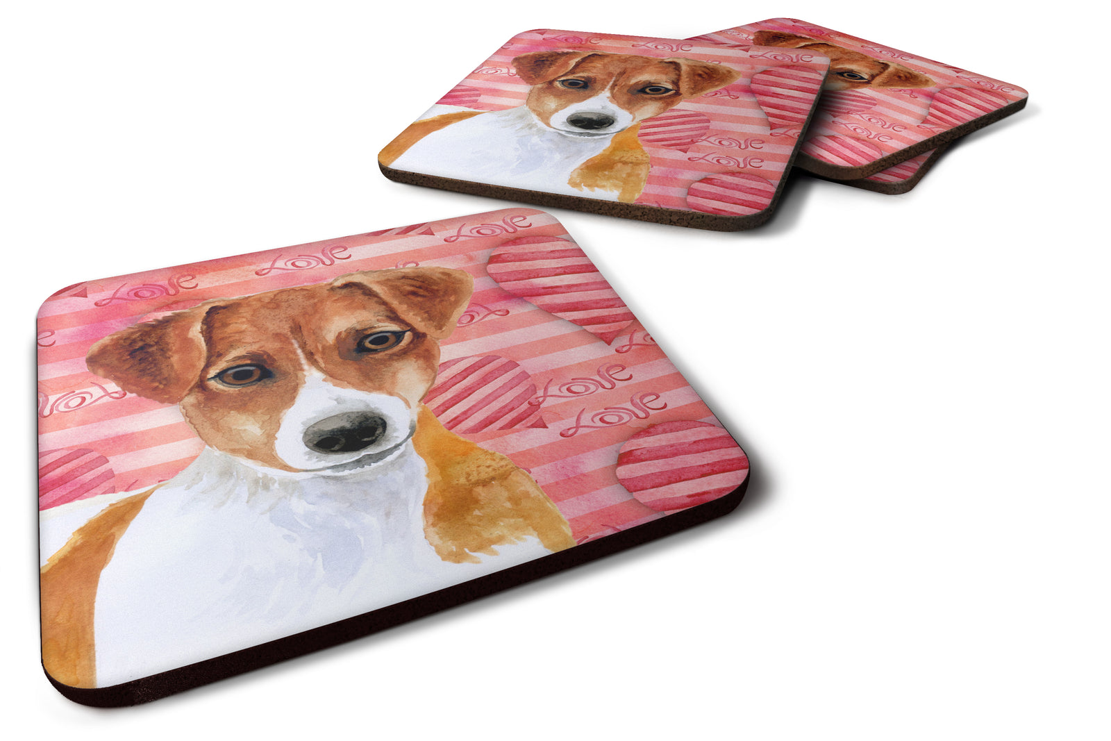 Jack Russell Terrier Love Foam Coaster Set of 4 BB9776FC - the-store.com