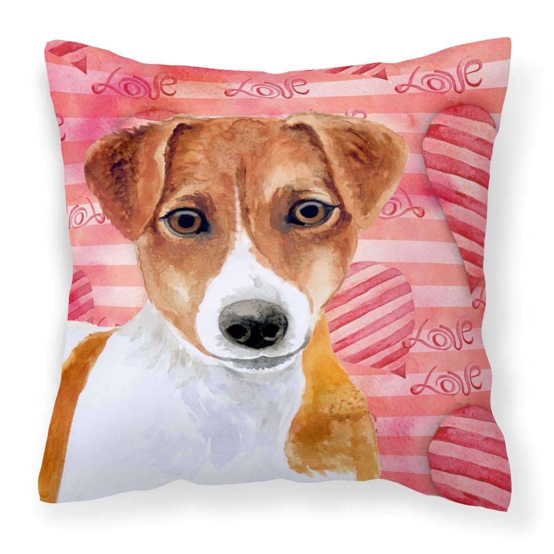 Jack Russell Terrier Love Fabric Decorative Pillow BB9776PW1818 by Caroline's Treasures