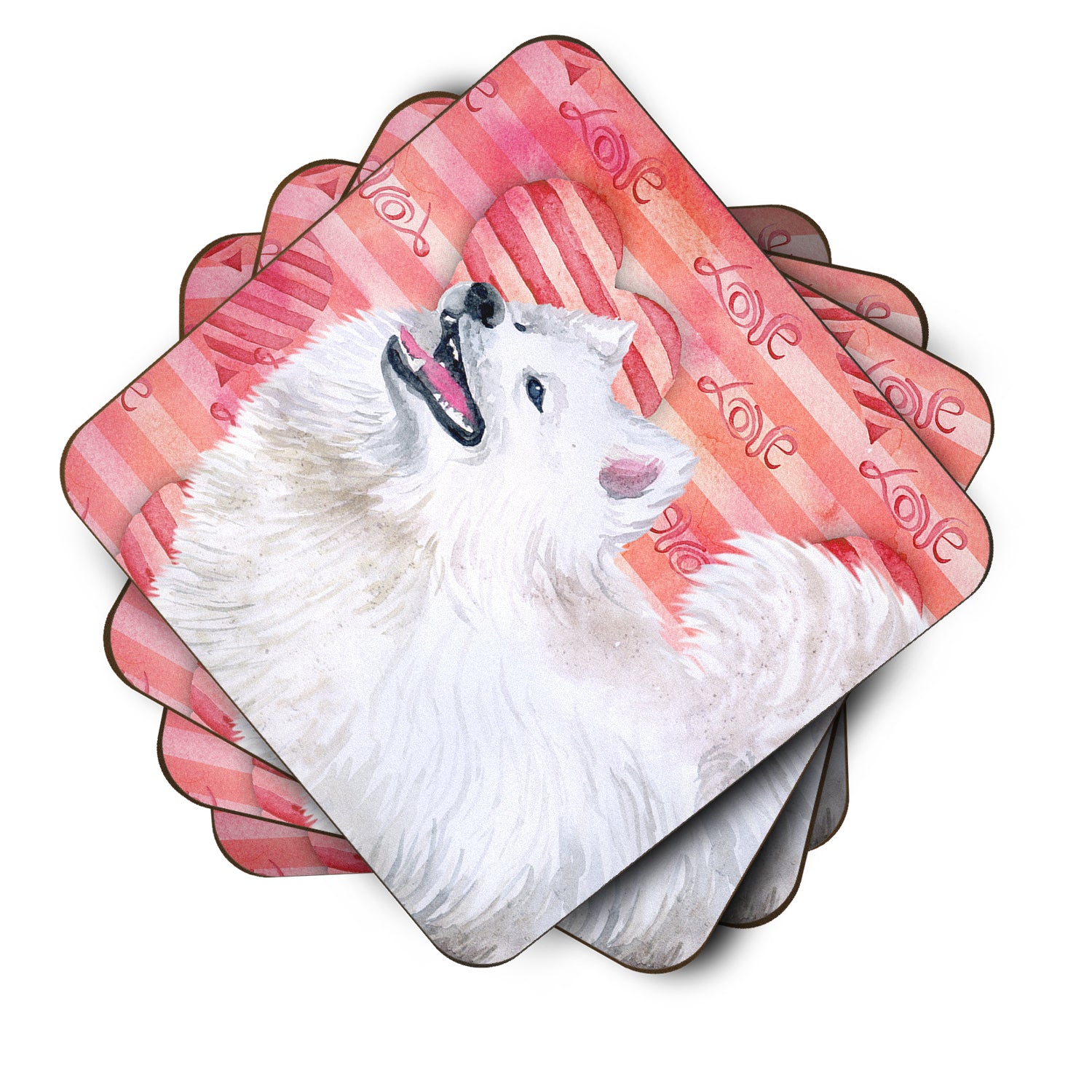 Samoyed Love Foam Coaster Set of 4 BB9778FC - the-store.com