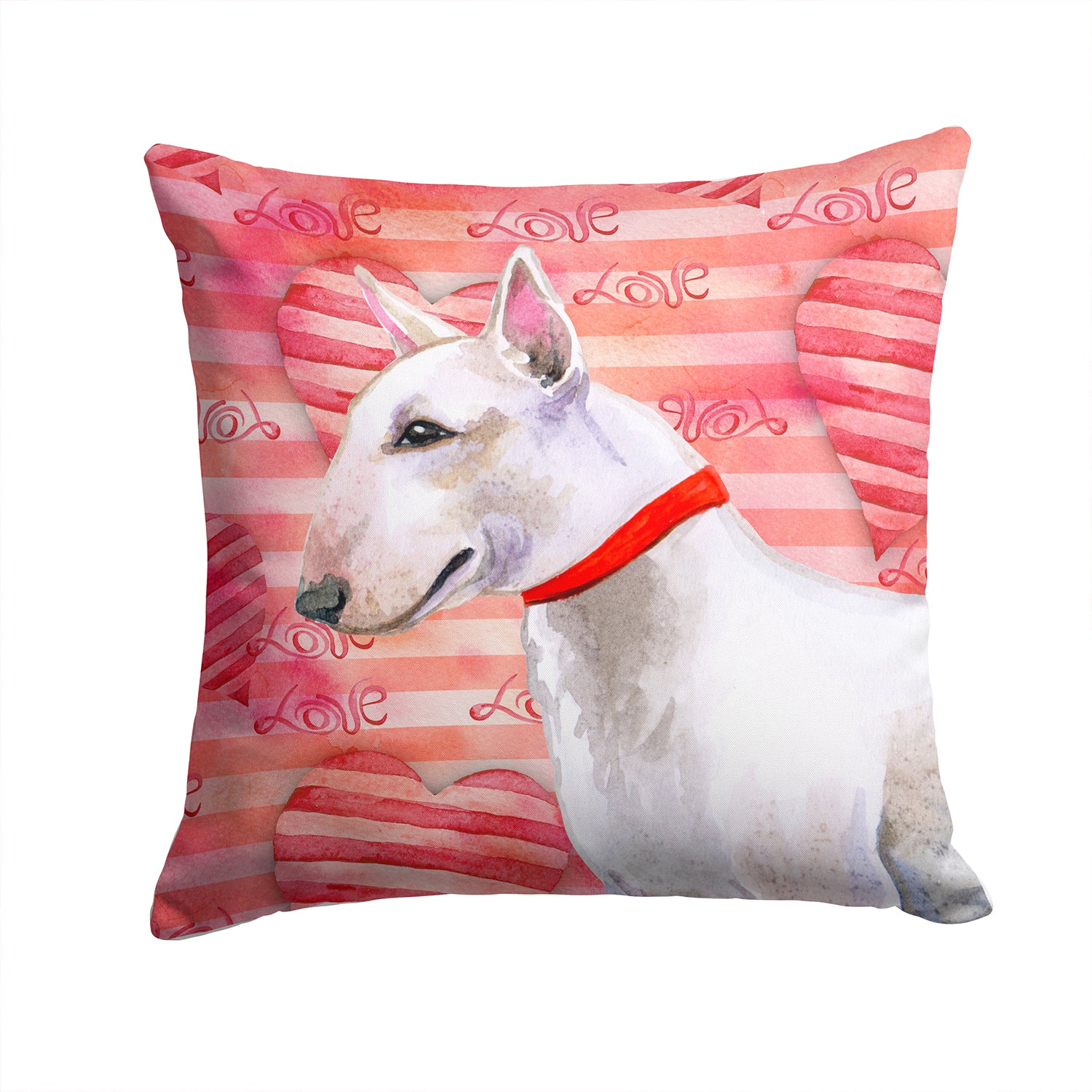 Bull Terrier Love Fabric Decorative Pillow BB9780PW1414 - the-store.com