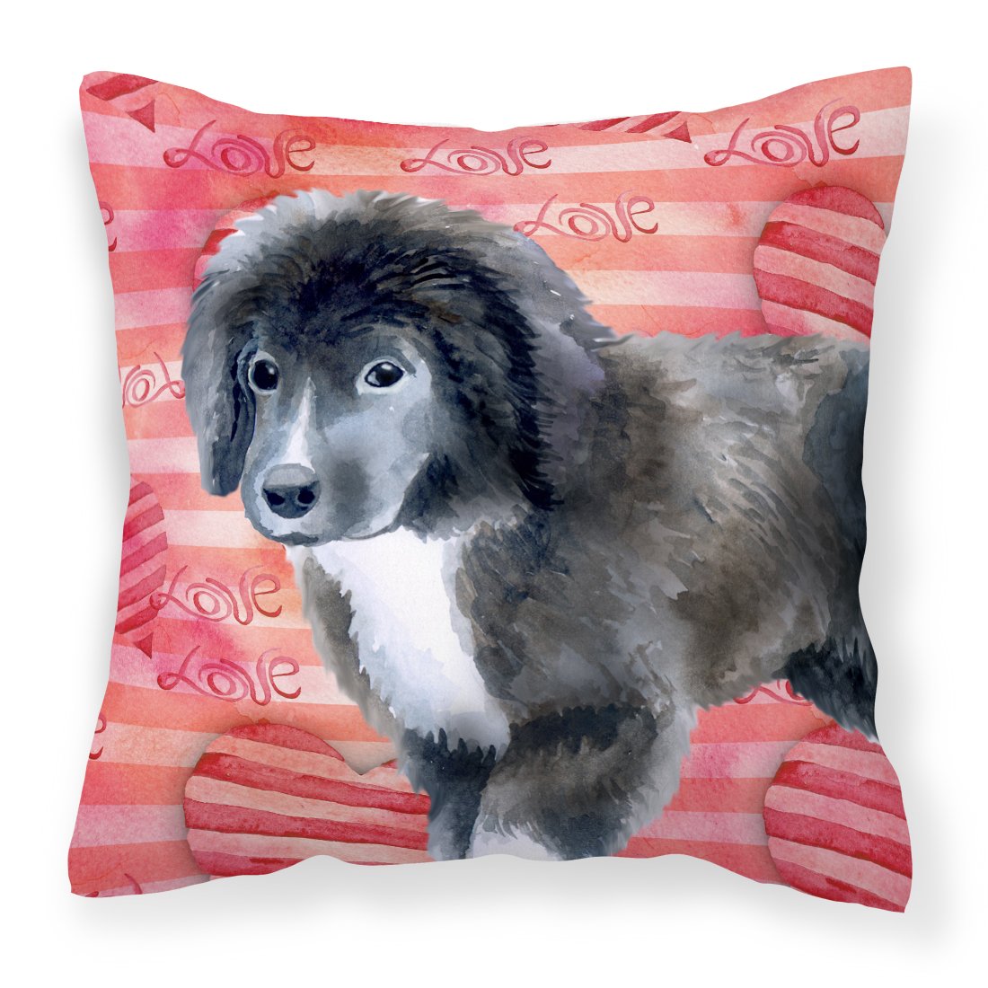 Newfoundland Puppy Love Fabric Decorative Pillow BB9786PW1818 by Caroline's Treasures