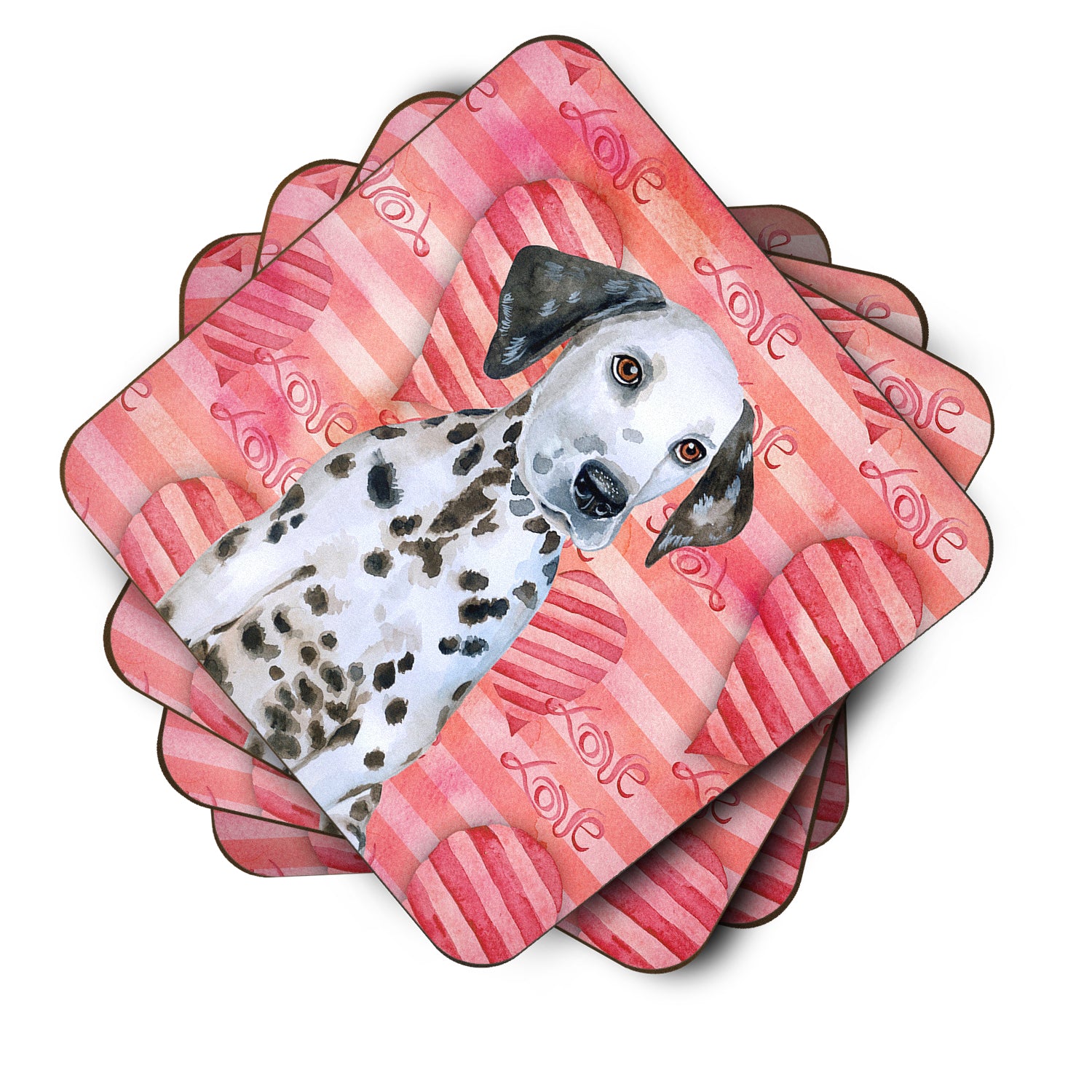 Dalmatian Puppy Love Foam Coaster Set of 4 BB9795FC - the-store.com