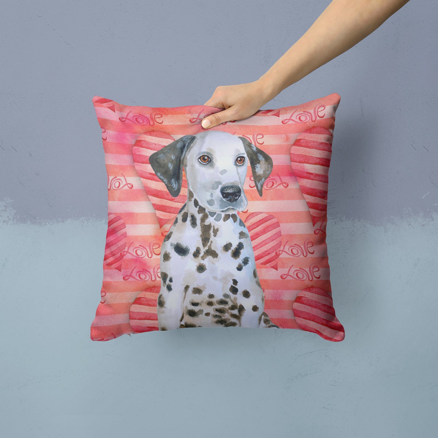 Dalmatian Puppy Love Fabric Decorative Pillow BB9795PW1414 - the-store.com