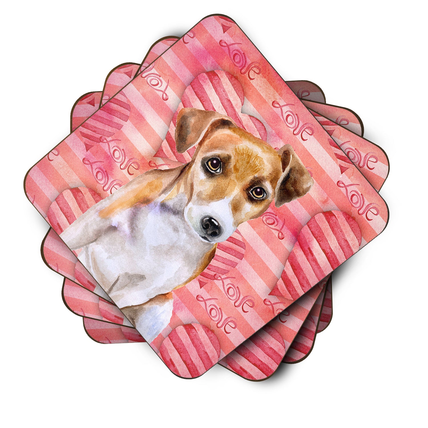 Set of 4 Jack Russell Terrier #2 Love Foam Coasters Set of 4 - the-store.com