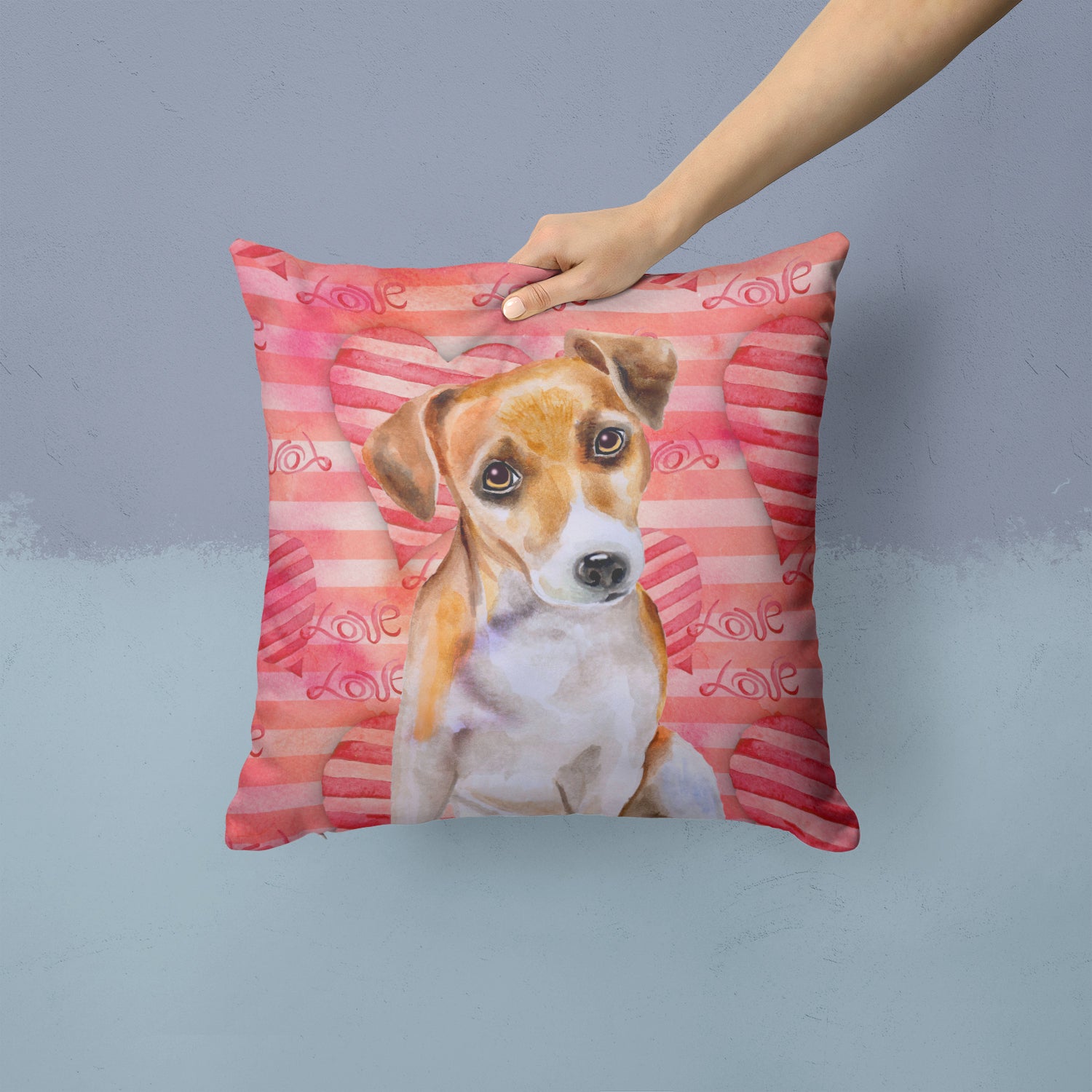 Jack Russell Terrier #2 Love Fabric Decorative Pillow BB9800PW1414 - the-store.com
