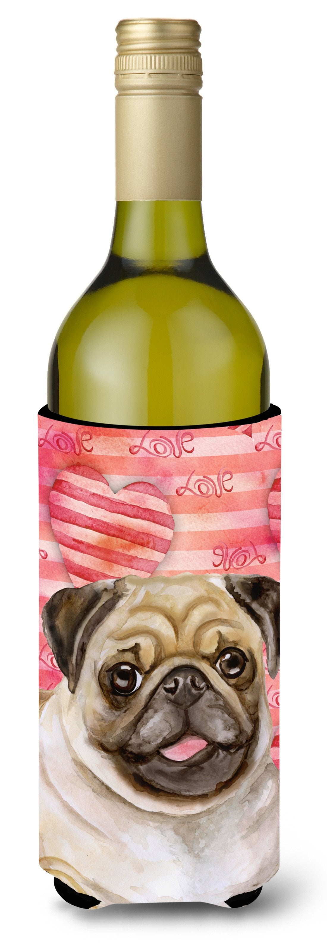 Fawn Pug Love Wine Bottle Beverge Insulator Hugger BB9805LITERK by Caroline's Treasures