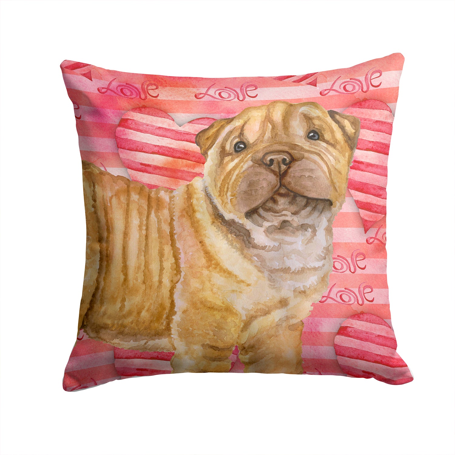 Shar Pei Puppy Love Fabric Decorative Pillow BB9806PW1414 - the-store.com