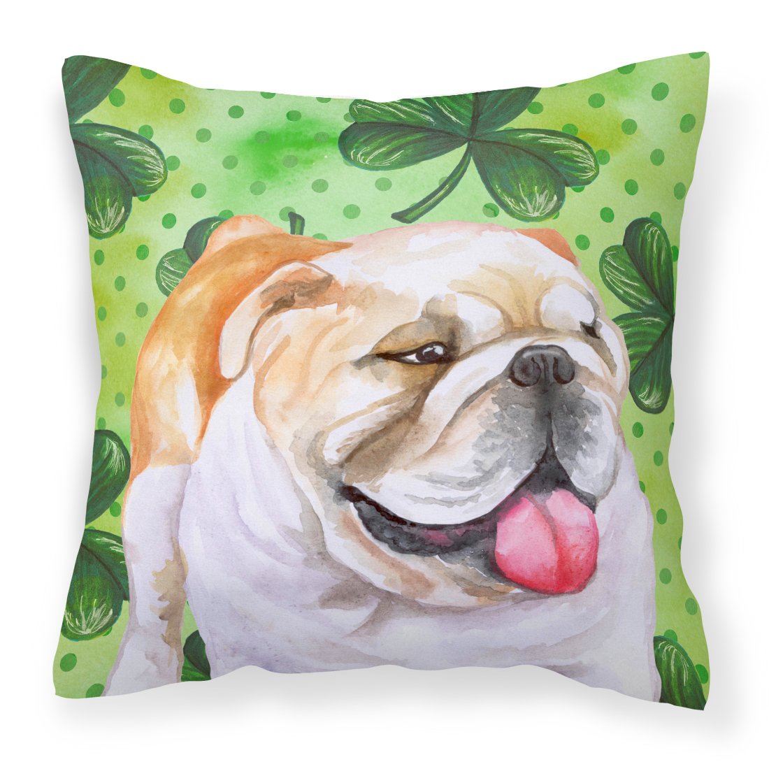 English Bulldog St Patrick's Fabric Decorative Pillow BB9813PW1818 by Caroline's Treasures