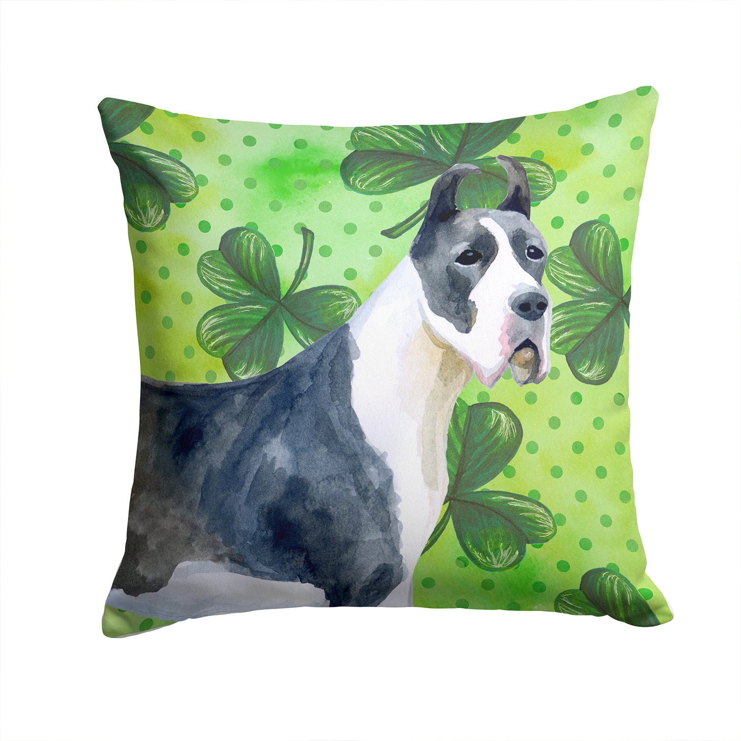 Harlequin Great Dane St Patrick's Fabric Decorative Pillow BB9817PW1414 - the-store.com