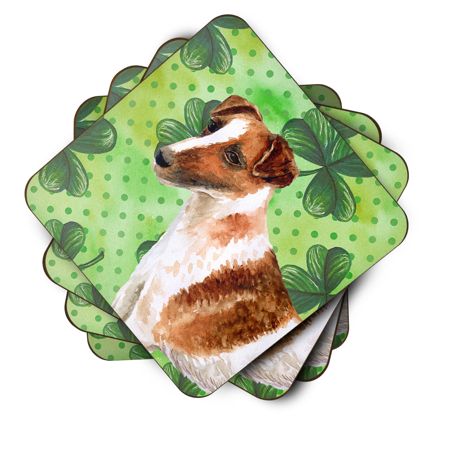 Smooth Fox Terrier St Patrick's Foam Coaster Set of 4 BB9821FC - the-store.com