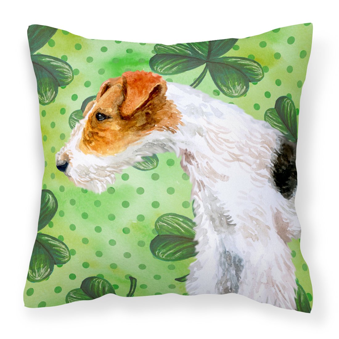 Fox Terrier St Patrick's Fabric Decorative Pillow BB9824PW1818 by Caroline's Treasures
